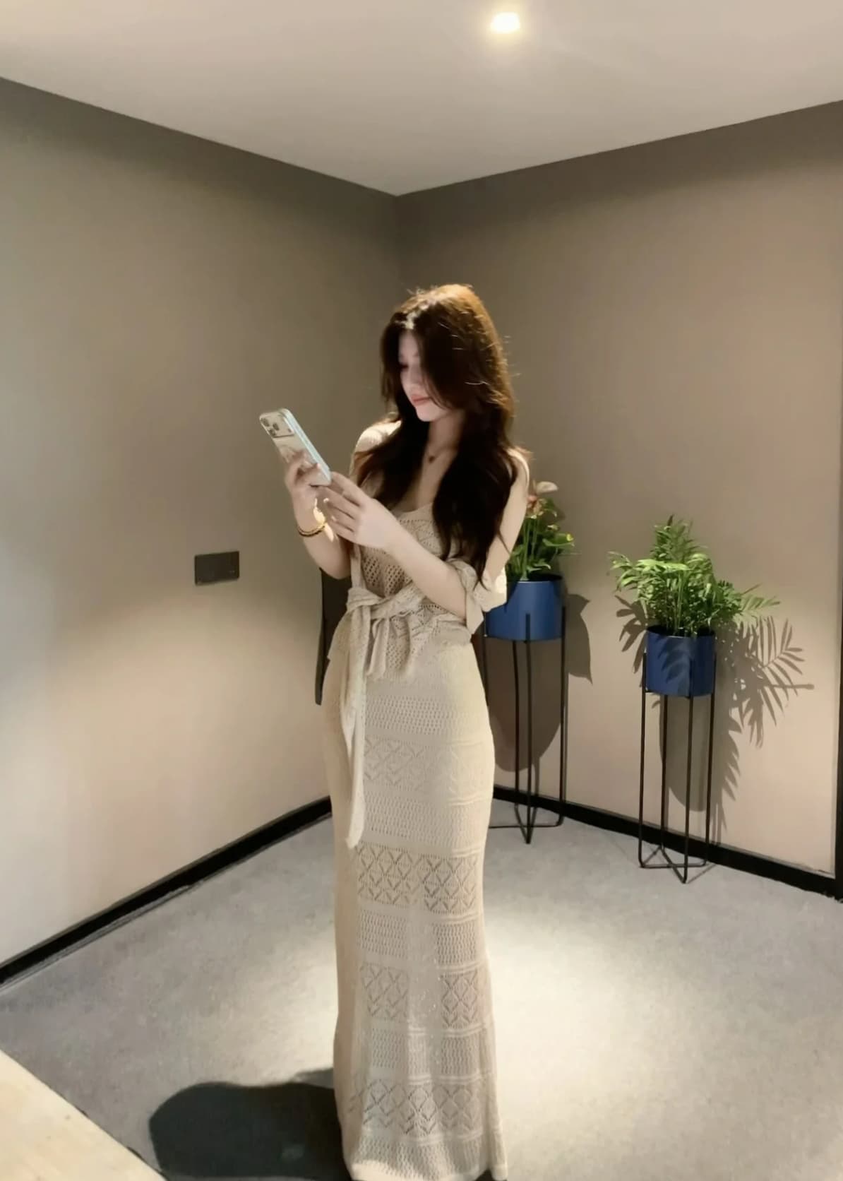 느슨함 센스 니트 오래된 돈 휴가 니트 조끼 반 스커트 숄 세 조각 여성 세트 이미지 3