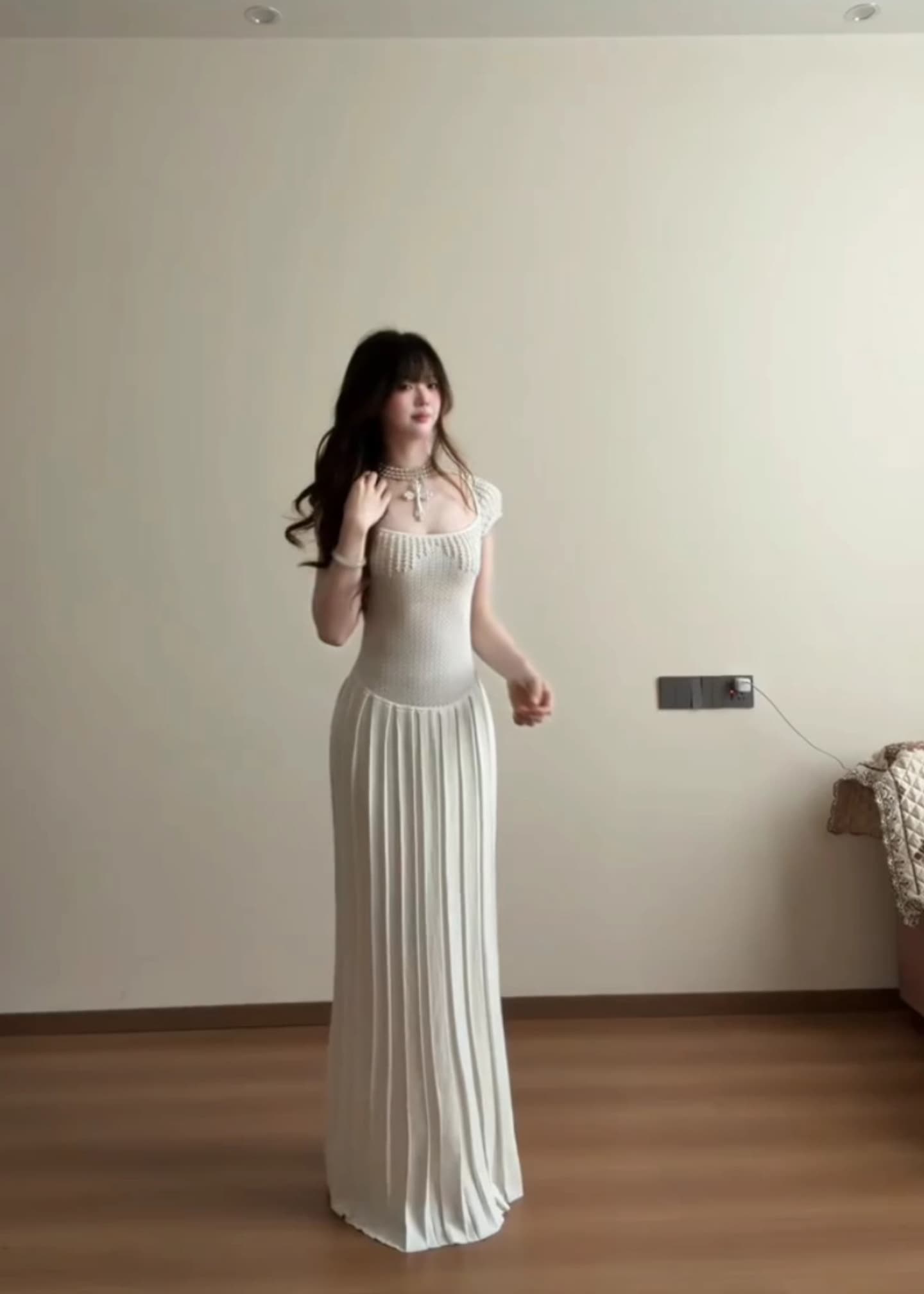 ranwear 뮤즈 여신 질감 센스 수공 비즈 박기 패치워크 핀치 Pleat 한 마디 도루 가을 대 치마 드레스 이미지 4