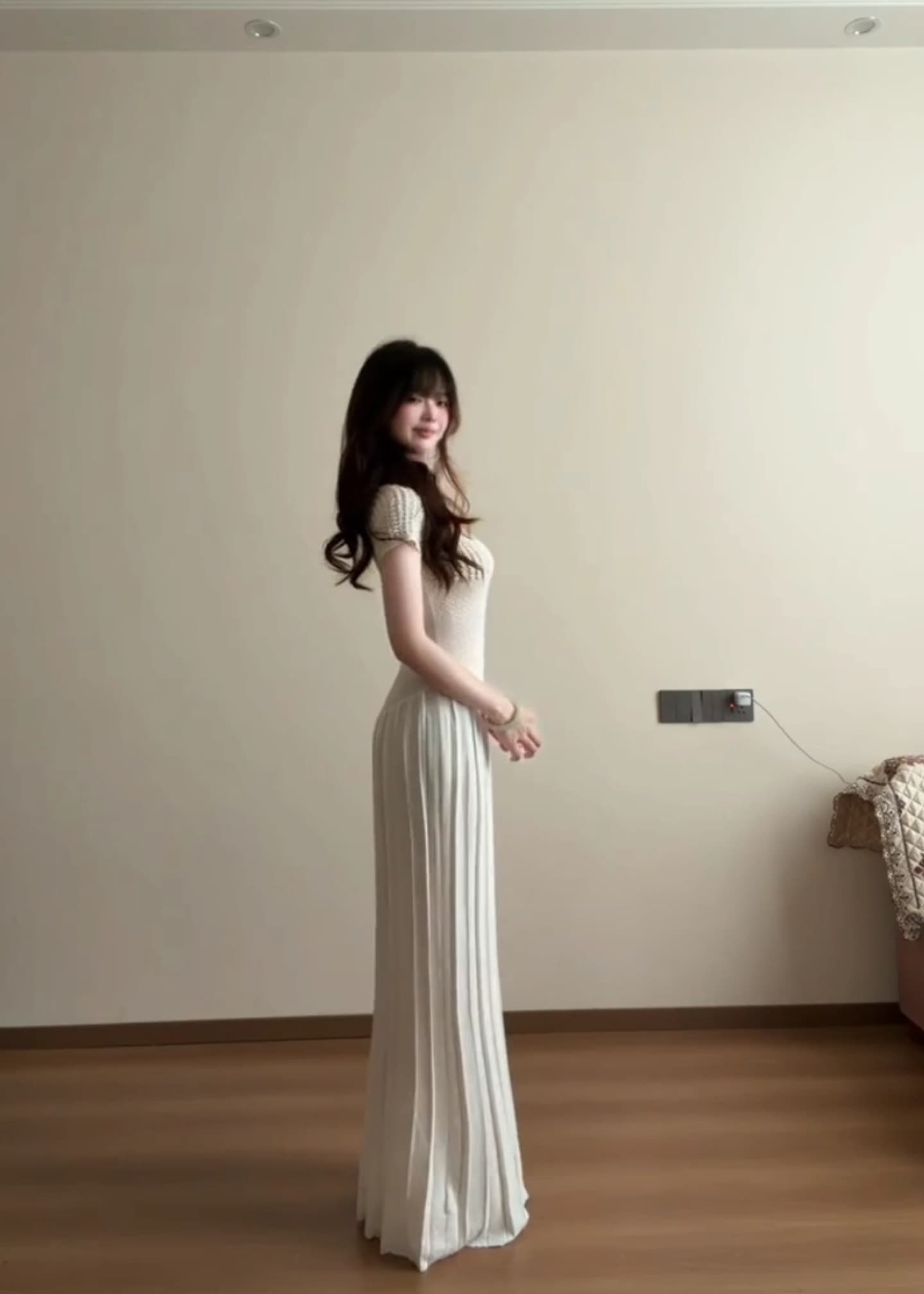 ranwear 뮤즈 여신 질감 센스 수공 비즈 박기 패치워크 핀치 Pleat 한 마디 도루 가을 대 치마 드레스 상세 이미지 2