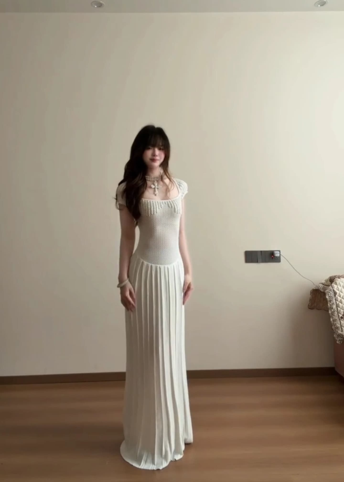 ranwear 뮤즈 여신 질감 센스 수공 비즈 박기 패치워크 핀치 Pleat 한 마디 도루 가을 대 치마 드레스 상세 이미지 7