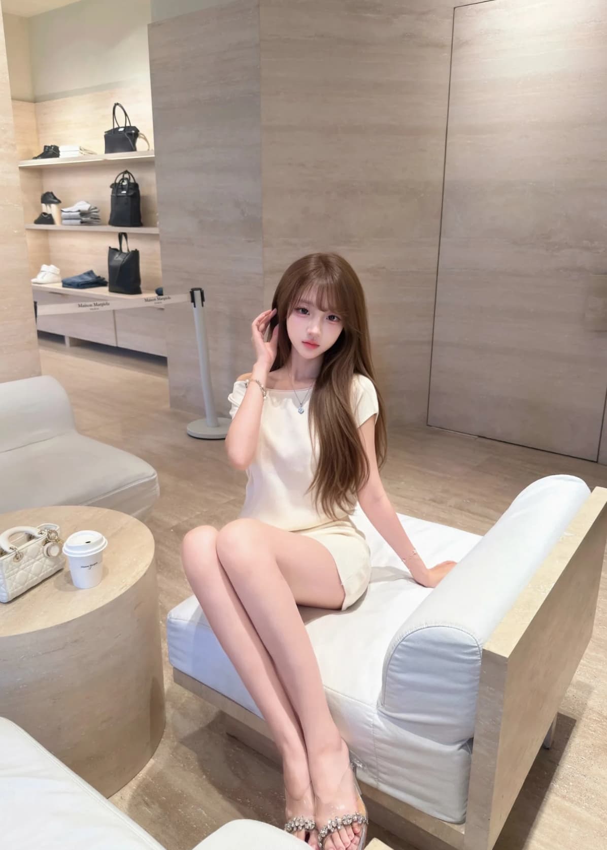프랑스식 부드러운 품격 화이트 비스듬한 어깨 드레스 2026 새로운 감기 센스 아름다운 고유 한 허리 수축 타이트 스커트 미니 스커트 상세 이미지 3
