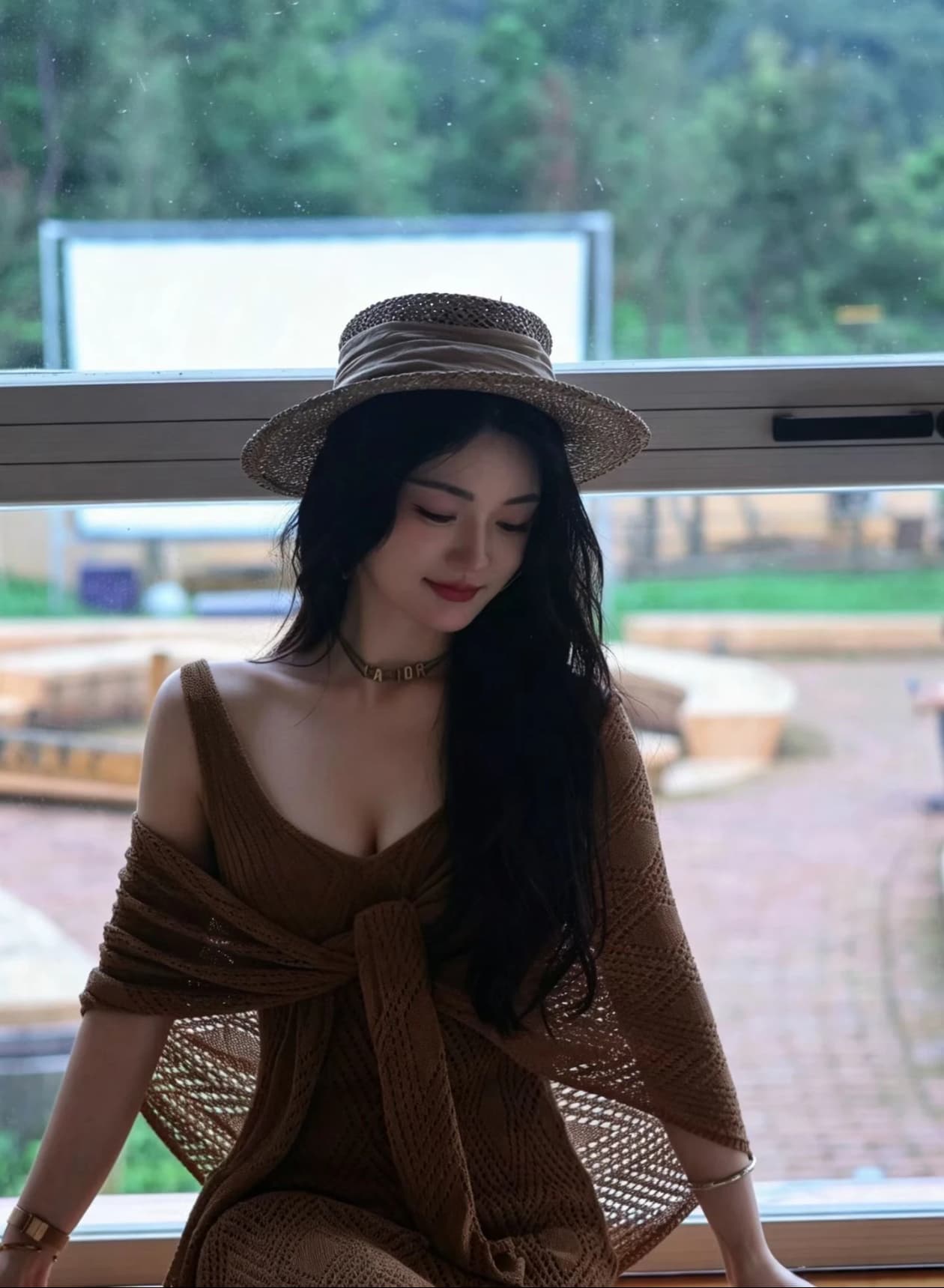 섹시함 순수한 욕망 바람 V넥 홀로우 아웃 슬립 드레스 포함 숄 여름 얇은 스타일 품격 슬림해 보이는 느긋한 투피스 세트 상세 이미지 10