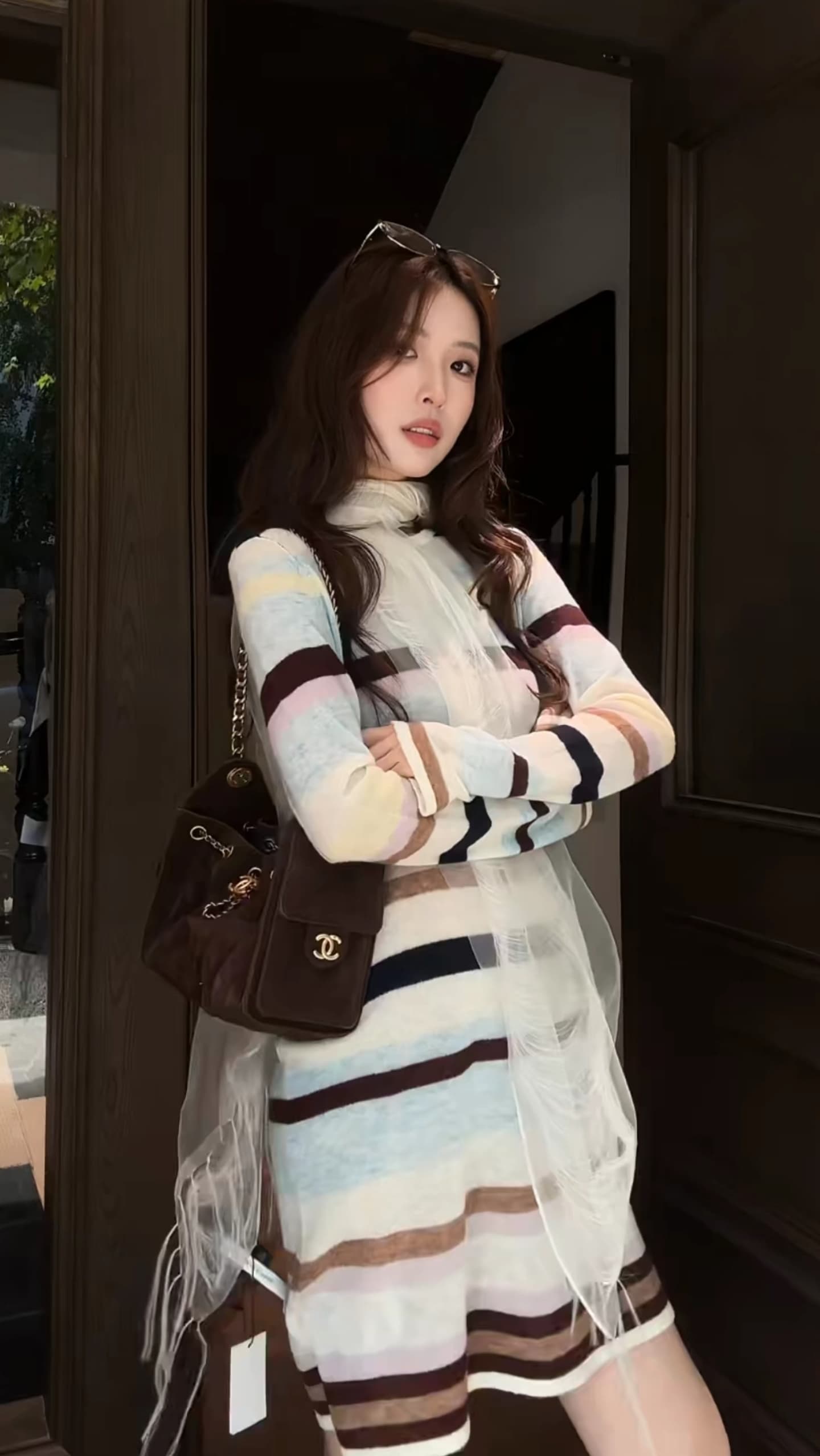 2026 새로운 프랑스식 부드러운 바람 스트라이프 긴팔 점프 슈트 치마 여성 의류 여름 작은 키 품격 출퇴근 착용 가져 가라. 상세 이미지 2