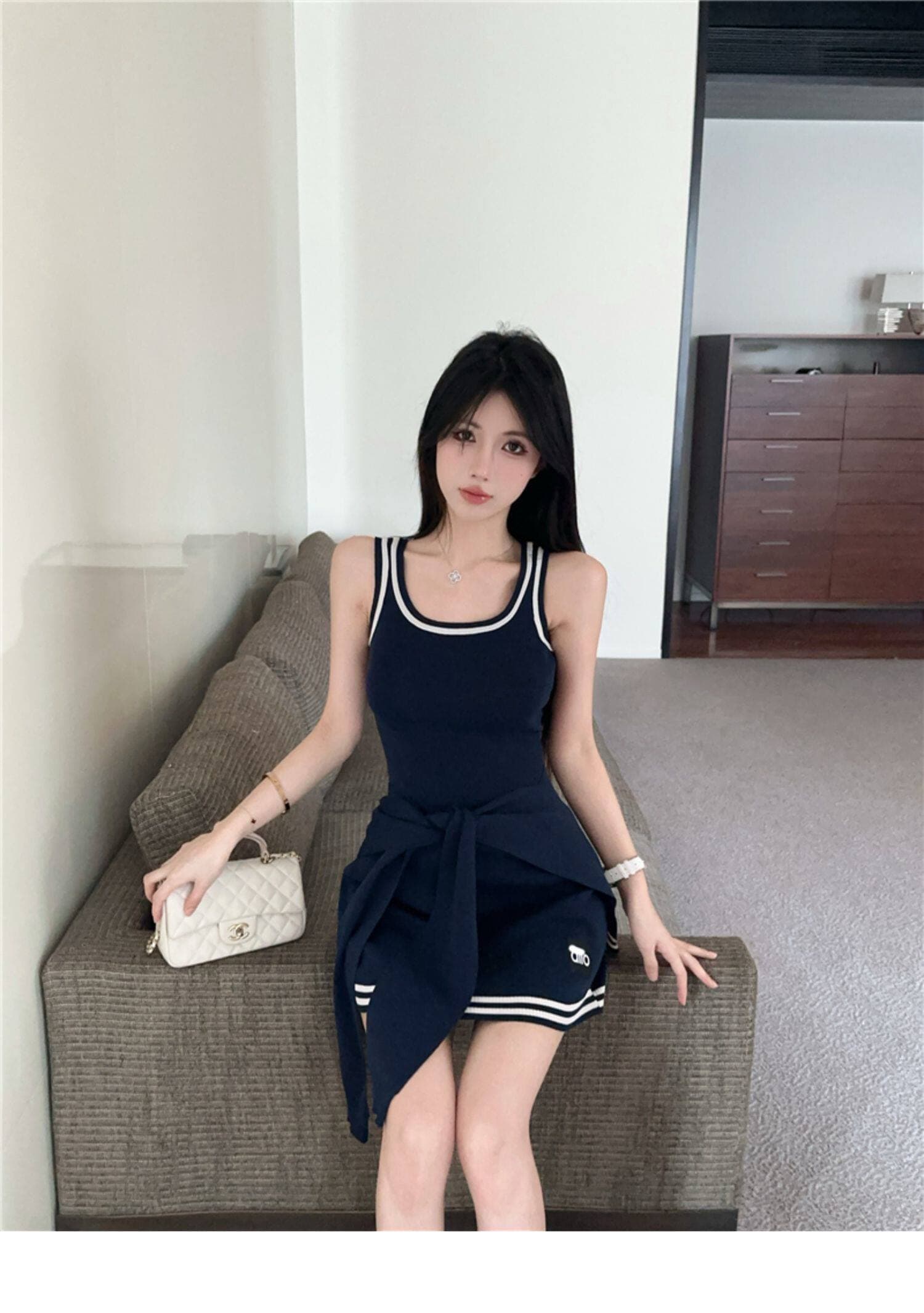 여름 자이언트 잘 생긴 ~ 중 차가운 센스 POLO 칼라 얼음 실크 니트 반팔 티셔츠 여성 한 부서 chic Chic 작은 셔츠 맨위 상세 이미지 9