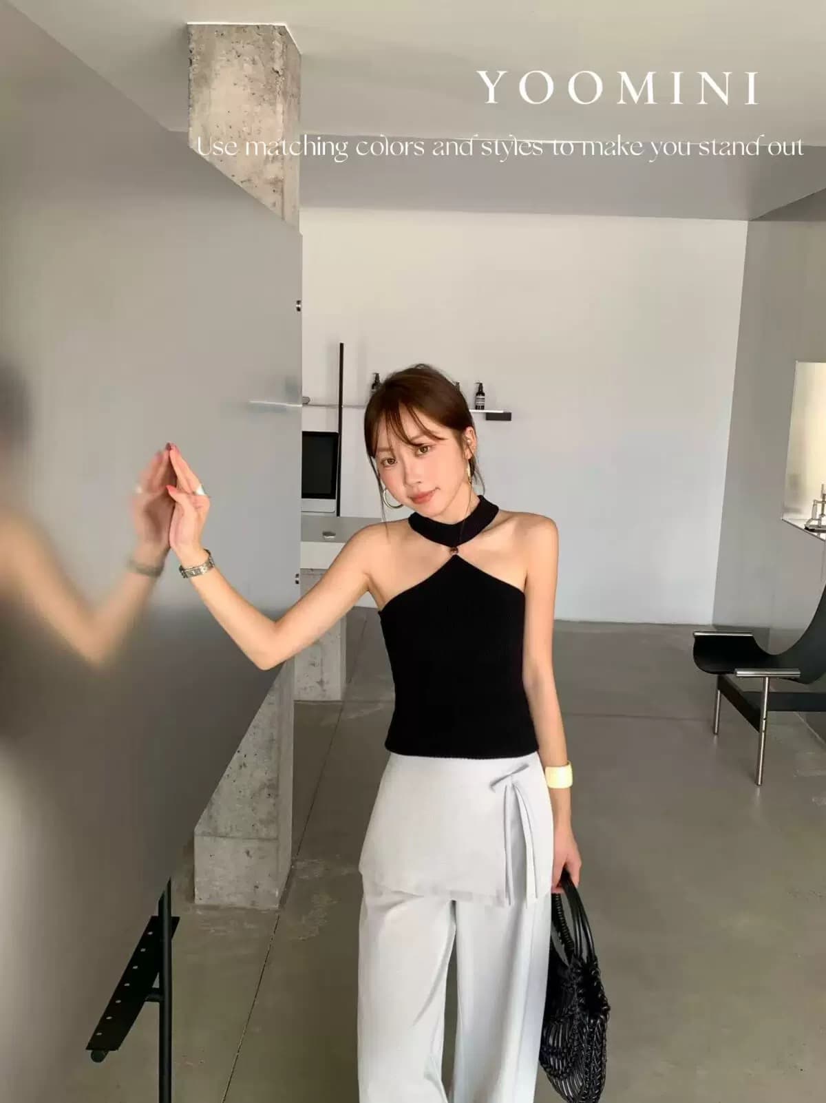 2026 여름 켜기 새로운 행침 목 오프숄더 몸매 가꾸기 디자인 센스 핫걸 구덩이 기사 쇼트 스타일 니트 조끼 작은 셔츠 여성 다용도 상세 이미지 3