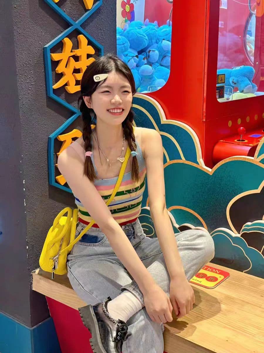있음 선적 여름 드레스 새로운 작은 청신 무지개 스트라이프 백리스 십자가 캐미솔 맨위 이미지 4