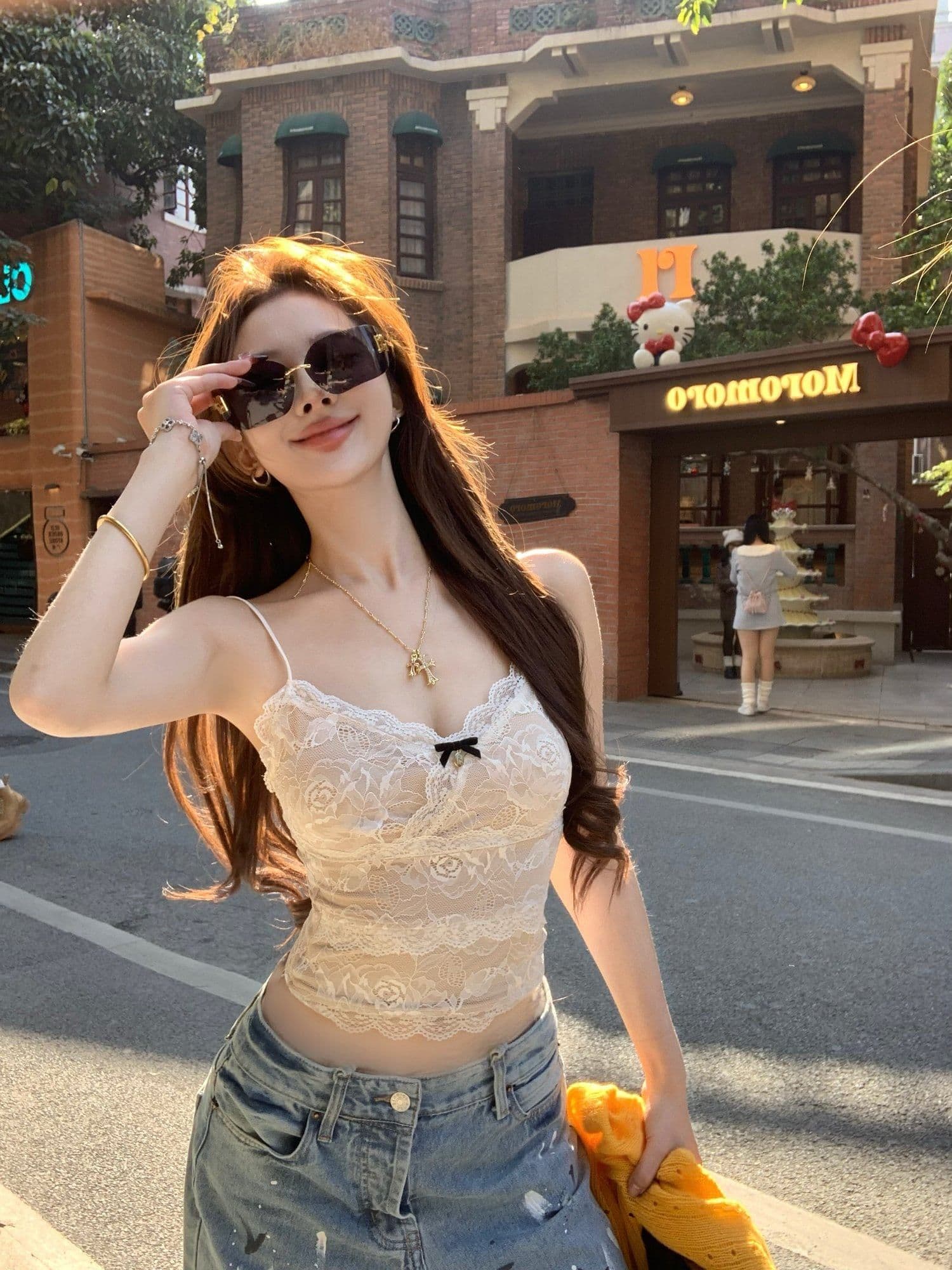 2026 새로운 가슴 패드 순수한 욕망 핫걸 낮은 가슴 u 칼라 캐미솔 기본 셔츠 인사이드 가져 가라. 레이스 아름다움 뒤쪽에 의류 상세 이미지 2
