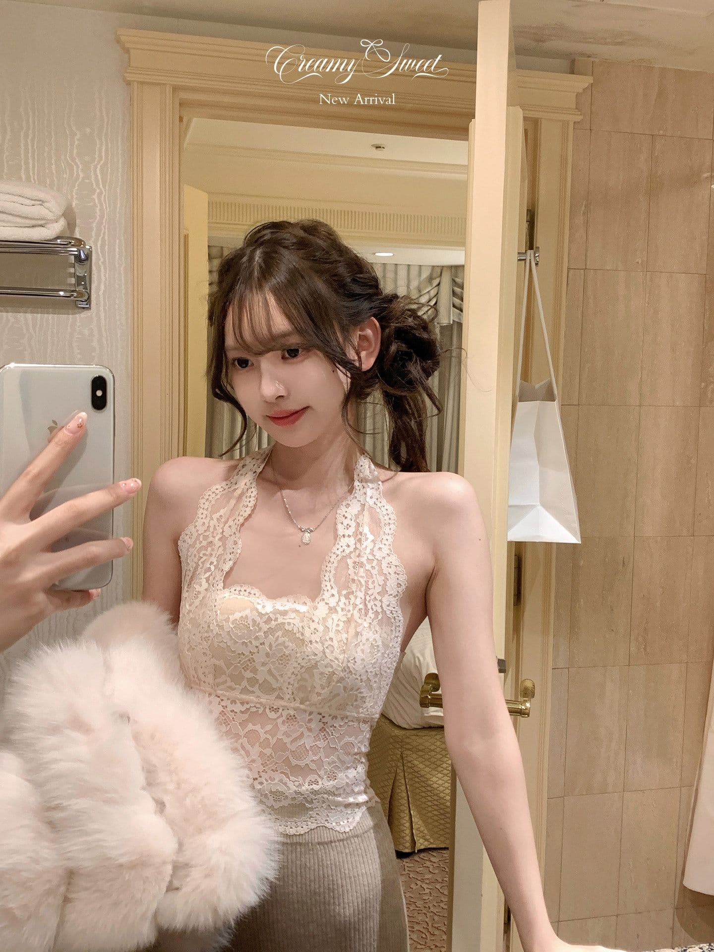 2026 새로운 가슴 패드 레이스 행침 목 캐미솔 만나는 아름다움 뒤로 브래지어 하나 백리스 인사이드 가져 가라. 작은 맨위 이미지 3