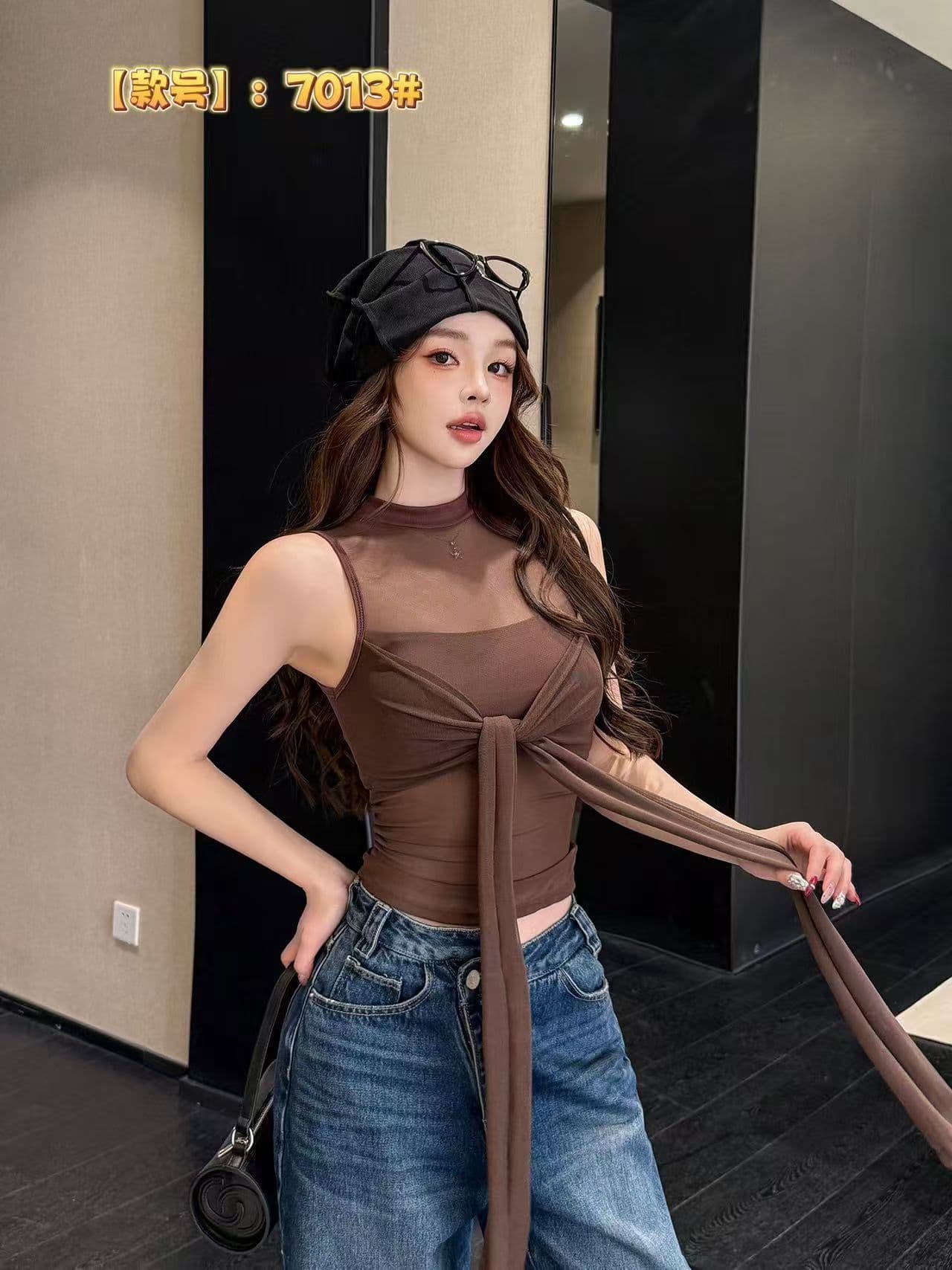 2026 새로운 가슴 패드 순수한 욕망 실 인터넷 마이크로 ~을 통해 캐미솔 봄 홀로우 아웃 섹시함 핫걸 비틀림 맨위 상세 이미지 3