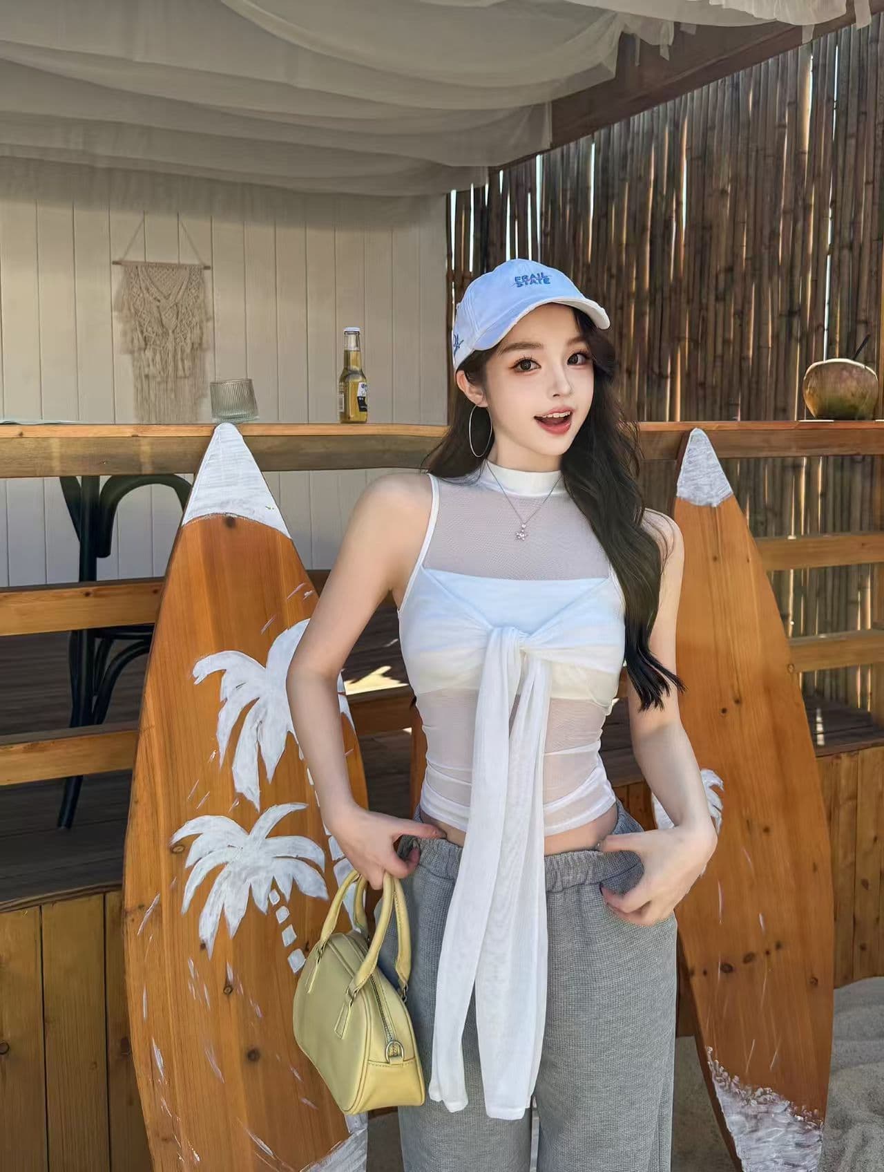 2026 새로운 가슴 패드 순수한 욕망 실 인터넷 마이크로 ~을 통해 캐미솔 봄 홀로우 아웃 섹시함 핫걸 비틀림 맨위 상세 이미지 16