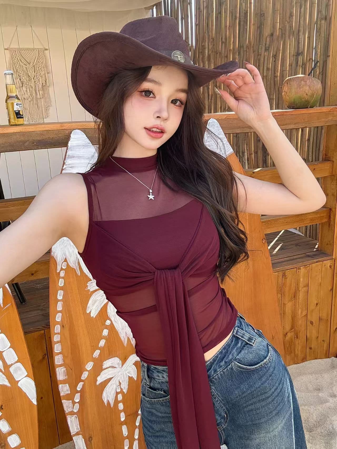 2026 새로운 가슴 패드 순수한 욕망 실 인터넷 마이크로 ~을 통해 캐미솔 봄 홀로우 아웃 섹시함 핫걸 비틀림 맨위 상세 이미지 20
