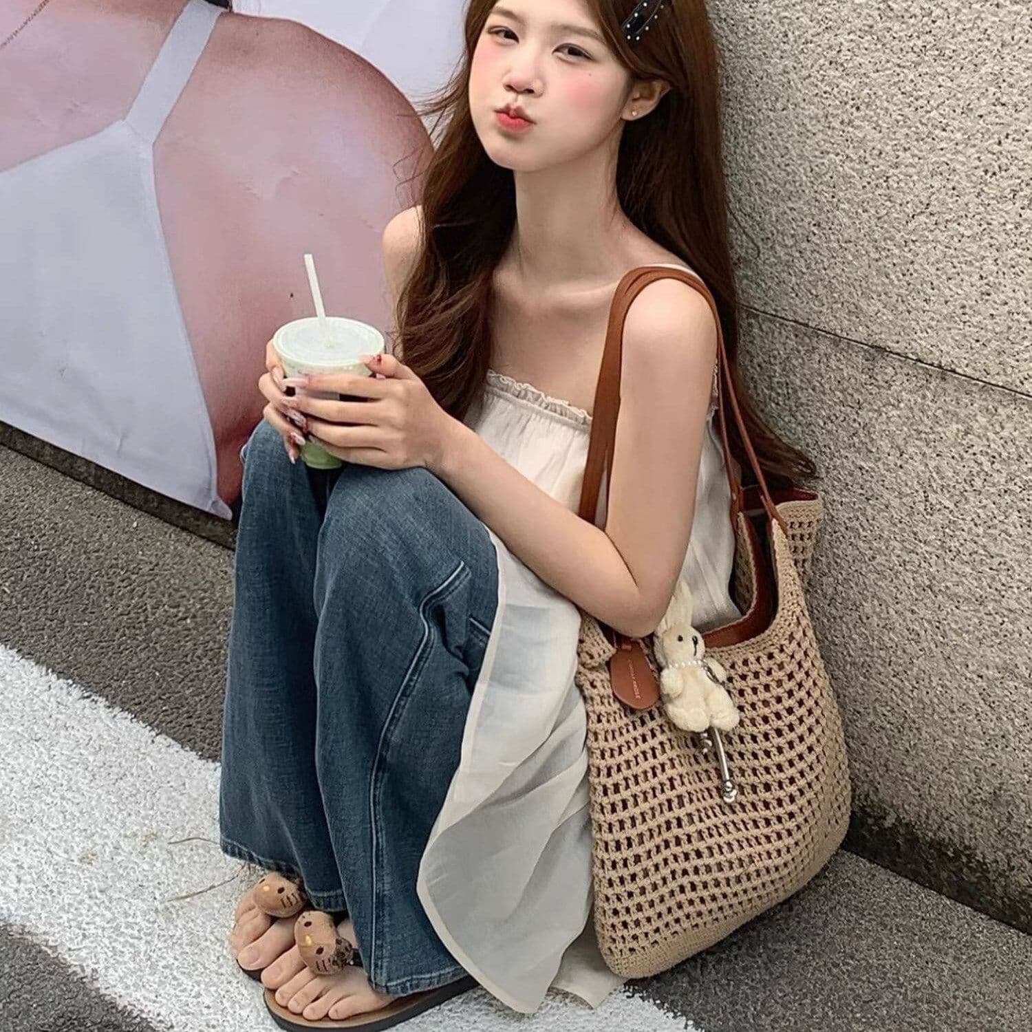 im ~까지 이슬 생각하기 같은 단락 라이 경기 서울 3 차원 주름 프릴 슬립 드레스 부드러운 도루 센스 마이크로 a 드레스 이미지 4