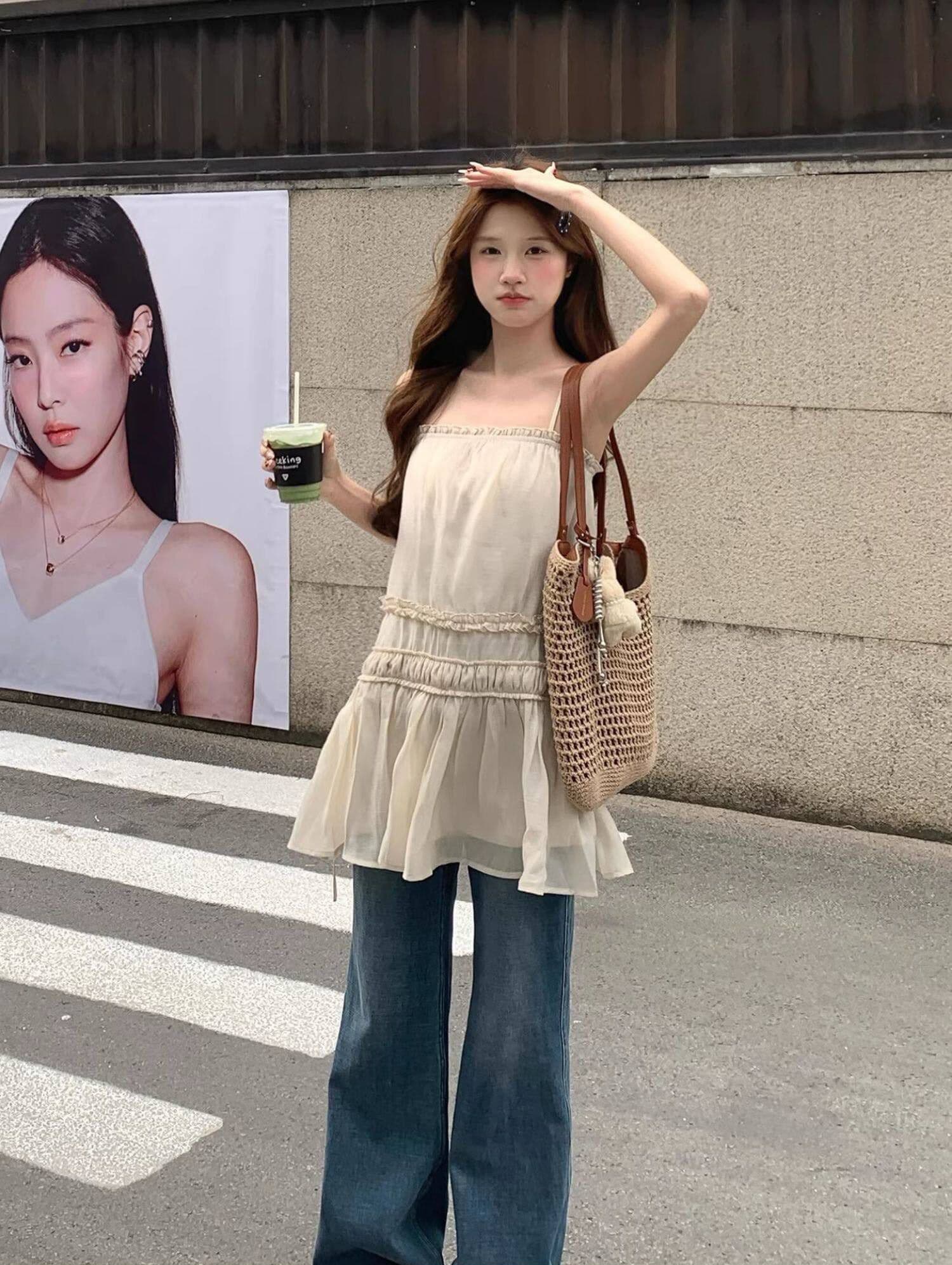 im ~까지 이슬 생각하기 같은 단락 라이 경기 서울 3 차원 주름 프릴 슬립 드레스 부드러운 도루 센스 마이크로 a 드레스 상세 이미지 6