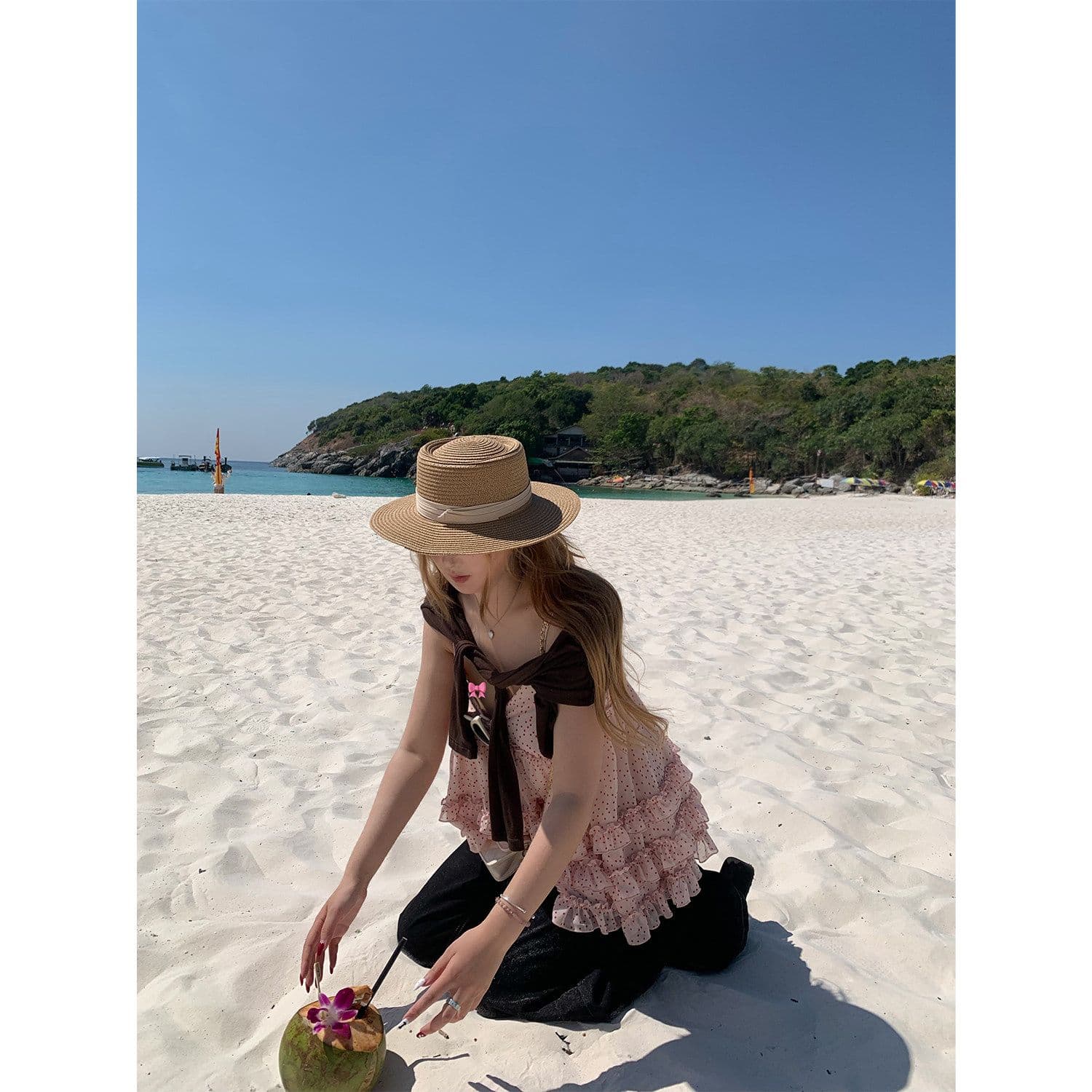 2026 새로운 여름 부드러운 안개 스택 가져 가라. 마이크로 지방 mm 루즈핏 자외선 차단 오픈 가디건 도트 무늬 슬립 이미지 3