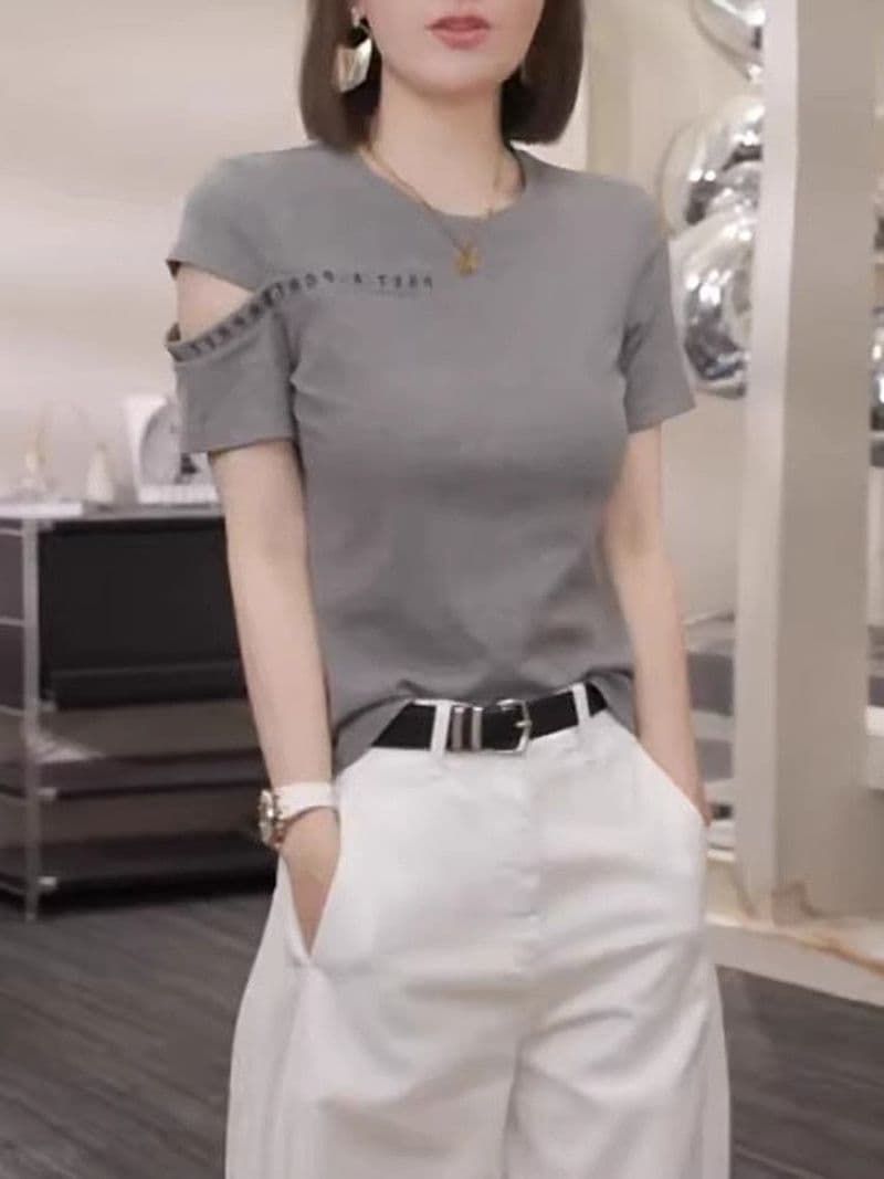 2026 새로운 무거운 반팔 티셔츠 여성 여름 캐주얼 단색 디자인 섹션 한국 스타일 여성 의류 맨위 트렌디 이미지 2