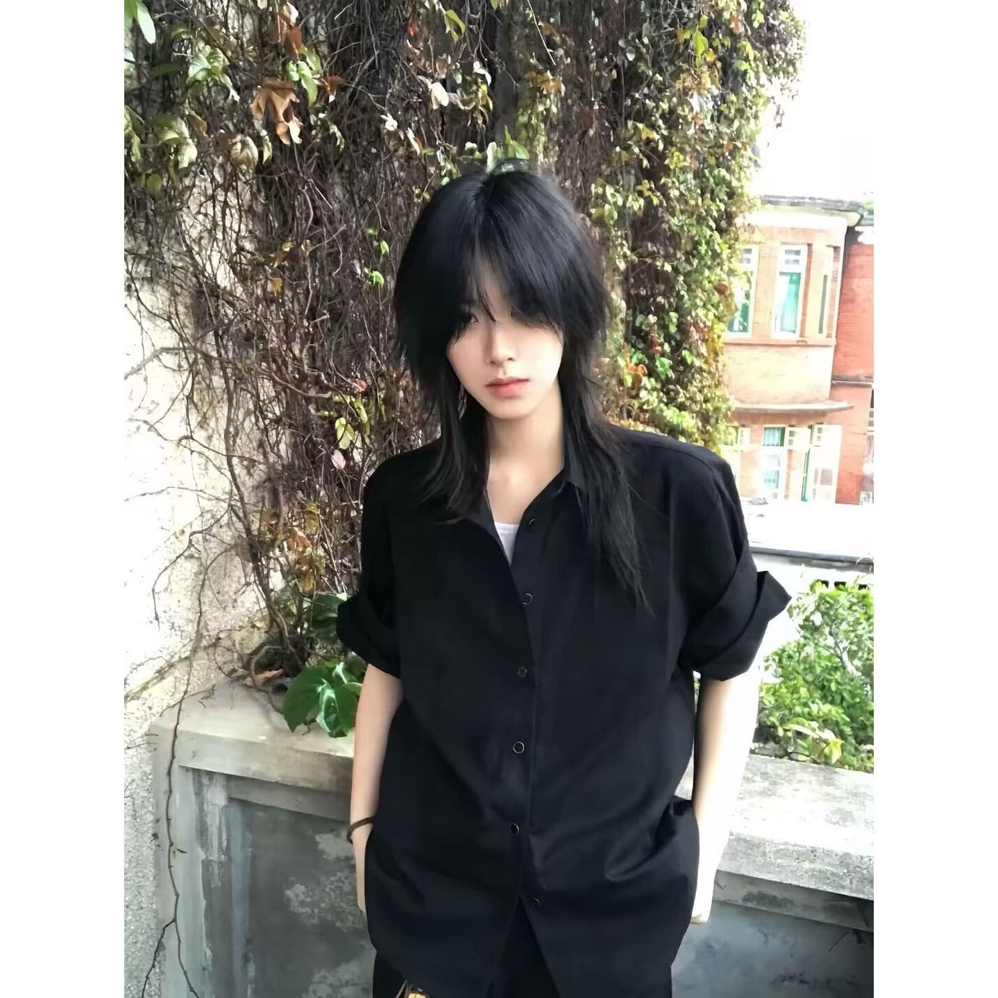 오래된 돈 바람 긍정적 인 어깨 롤 슬리브 slim 맞춤 숙련 된 반팔 셔츠 남녀 여름 건방진 녀석 cleanfit 재킷 트렌디 상세 이미지 1