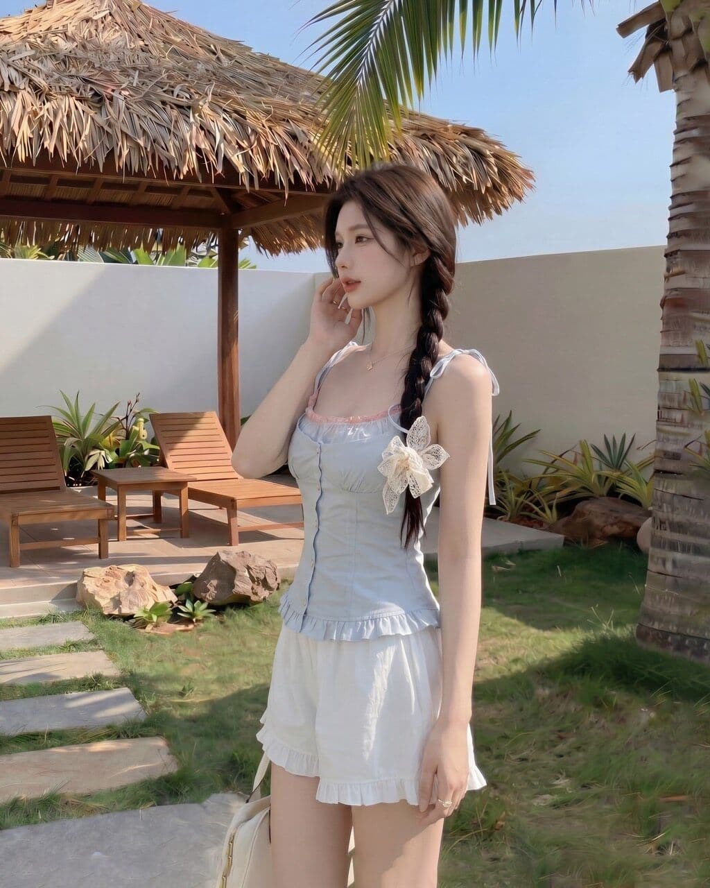 2026 새로운 페이크 레이어드 꽃무늬 쇼트 스타일 캐미솔 여름 발레 바람 상세 이미지 6