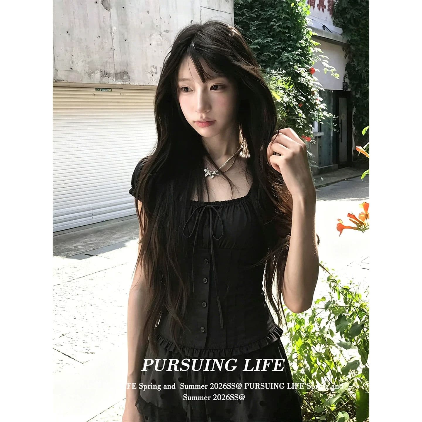 달콤함 화이트 홀로우 아웃 광장 칼라 반팔 여성 셔츠 여름 스트랩 거품 소매 셔츠 작은 셔츠 몸매 가꾸기 슬림해 보이는 맨위 이미지 4