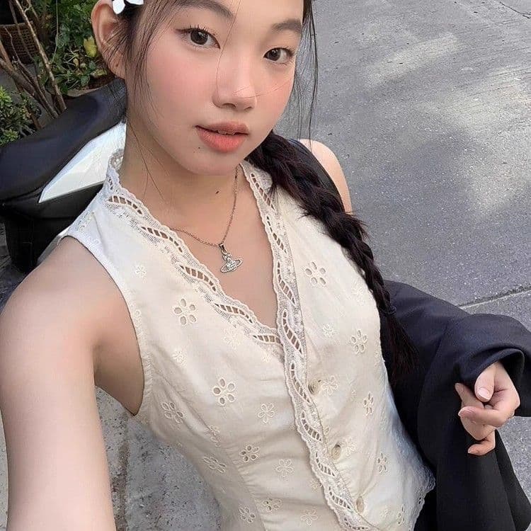 순수한 욕망 고급 센스 V넥 홀로우 아웃 캐미솔 여름 외출용 핫걸 바람 품격 몸매 가꾸기 민소매 맨위 트렌디 상세 이미지 3