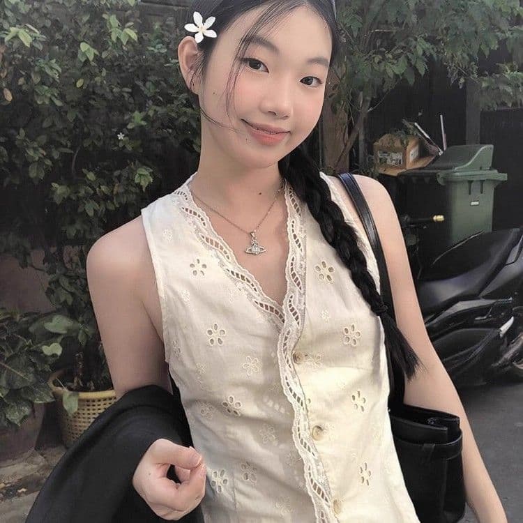 순수한 욕망 고급 센스 V넥 홀로우 아웃 캐미솔 여름 외출용 핫걸 바람 품격 몸매 가꾸기 민소매 맨위 트렌디 상세 이미지 5
