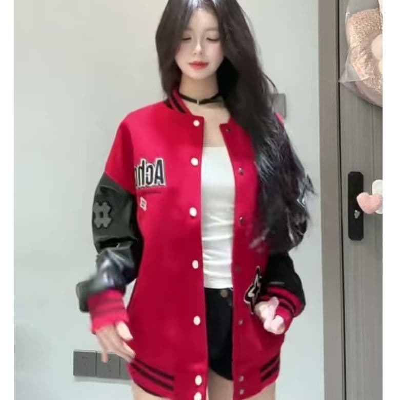 2026 새로운 무거운 아메리칸 거리 빨간색 야구 유니폼 여성 코트 가을 조수 브랜드 자수 재킷 맨위 이미지 4