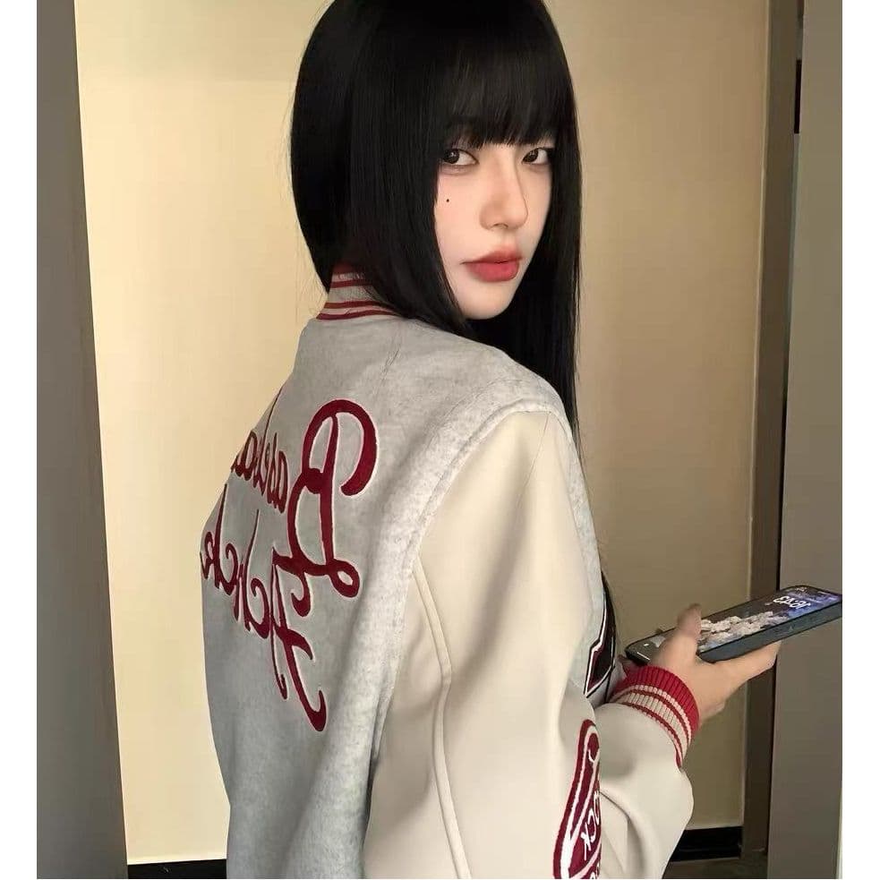 2026 새로운 무거운 아메리칸 무거운 자수 야구 외투 가을 겨울 재킷 이미지 3
