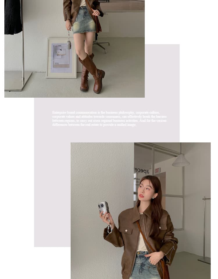 meme 온라인 스토어 가을 아메리칸 레트로 커피 색상 가죽 재킷 재킷 재킷 오래된 돈 바람 여성 코트 아름다움 라드. 착용 가져 가라. 상세 이미지 9