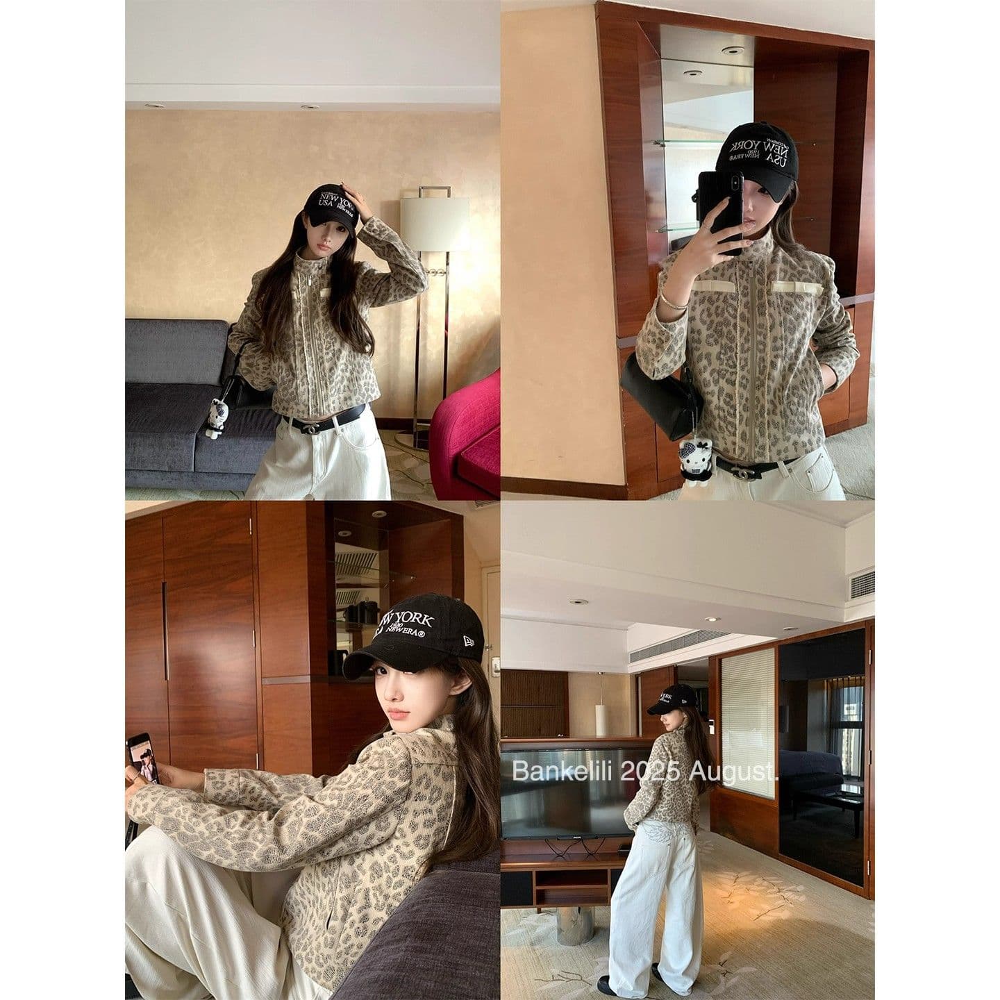 2026 새로운 레오파드 무늬 제한적 작은 대중 마 오래된 세트 염색 레오파드 무늬 프린트 스탠드 칼라 여성 코트 가을 이미지 2