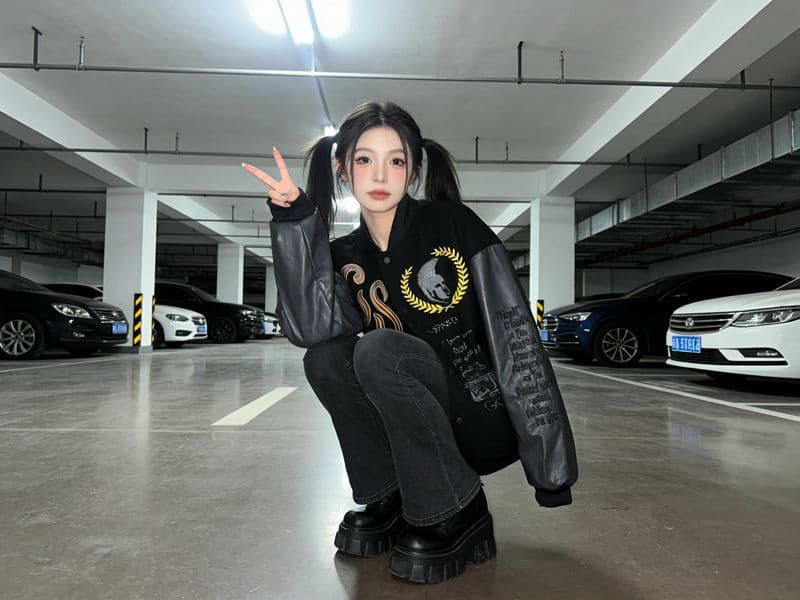 아메리칸 자수 야구 유니폼 여성 봄 가을 2026 새로운 레트로 배색 캐주얼 커플 재킷 재킷 트렌디 상세 이미지 13