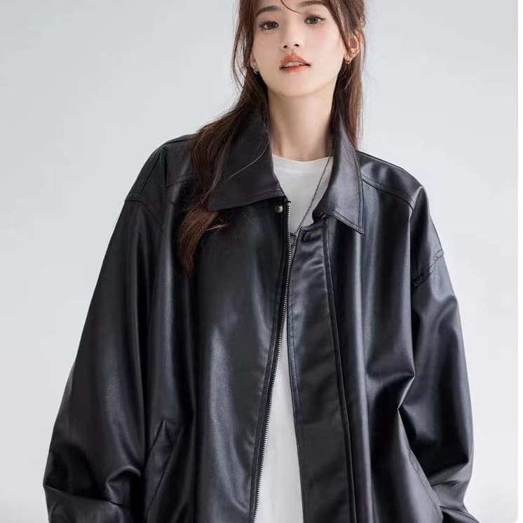 2026 새로운 가을 겨울 가죽 재킷 재킷 여성 셔츠 ins 아메리칸 레트로 달콤함 오토바이 바람 pu 가죽 자켓 트렌디 이미지 3