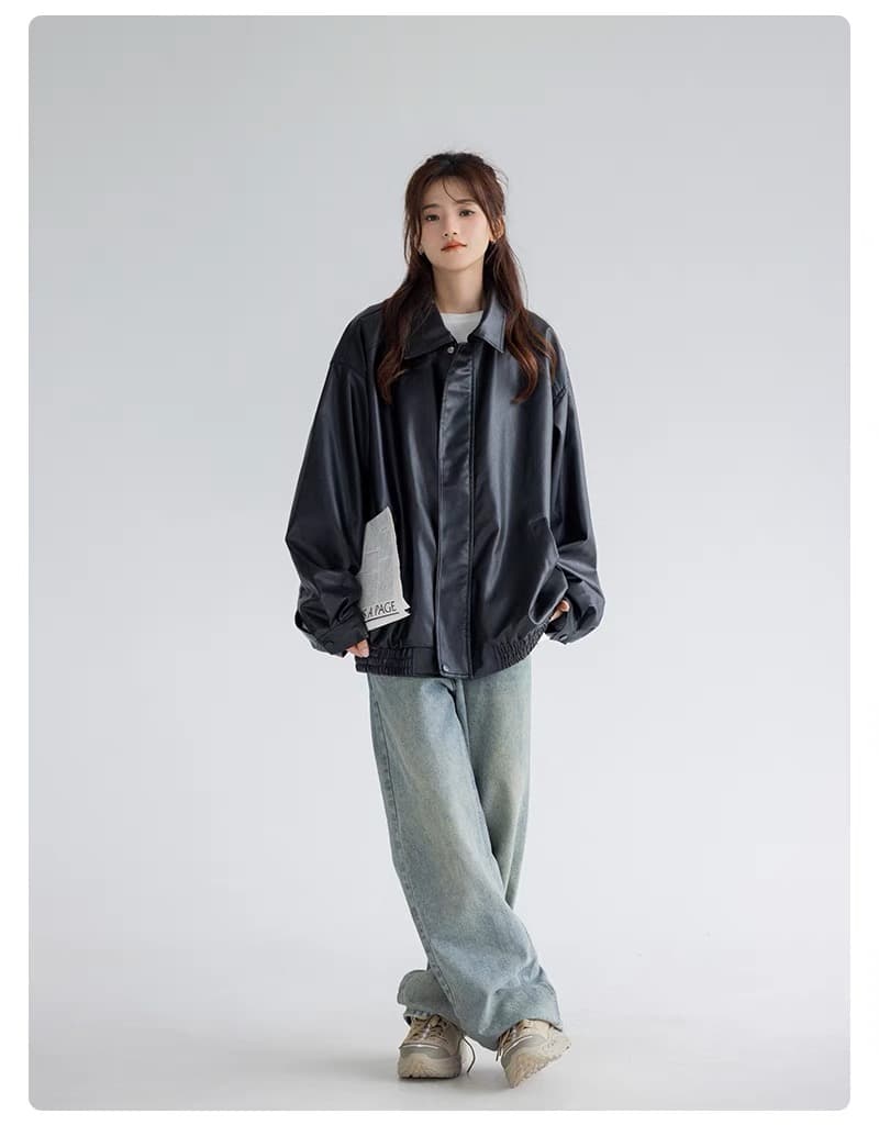 2026 새로운 가을 겨울 가죽 재킷 재킷 여성 셔츠 ins 아메리칸 레트로 달콤함 오토바이 바람 pu 가죽 자켓 트렌디 상세 이미지 10