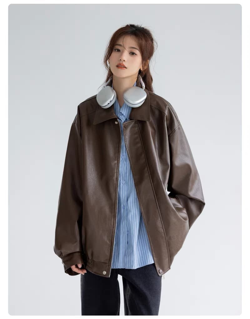 2026 새로운 가을 겨울 가죽 재킷 재킷 여성 셔츠 ins 아메리칸 레트로 달콤함 오토바이 바람 pu 가죽 자켓 트렌디 상세 이미지 18