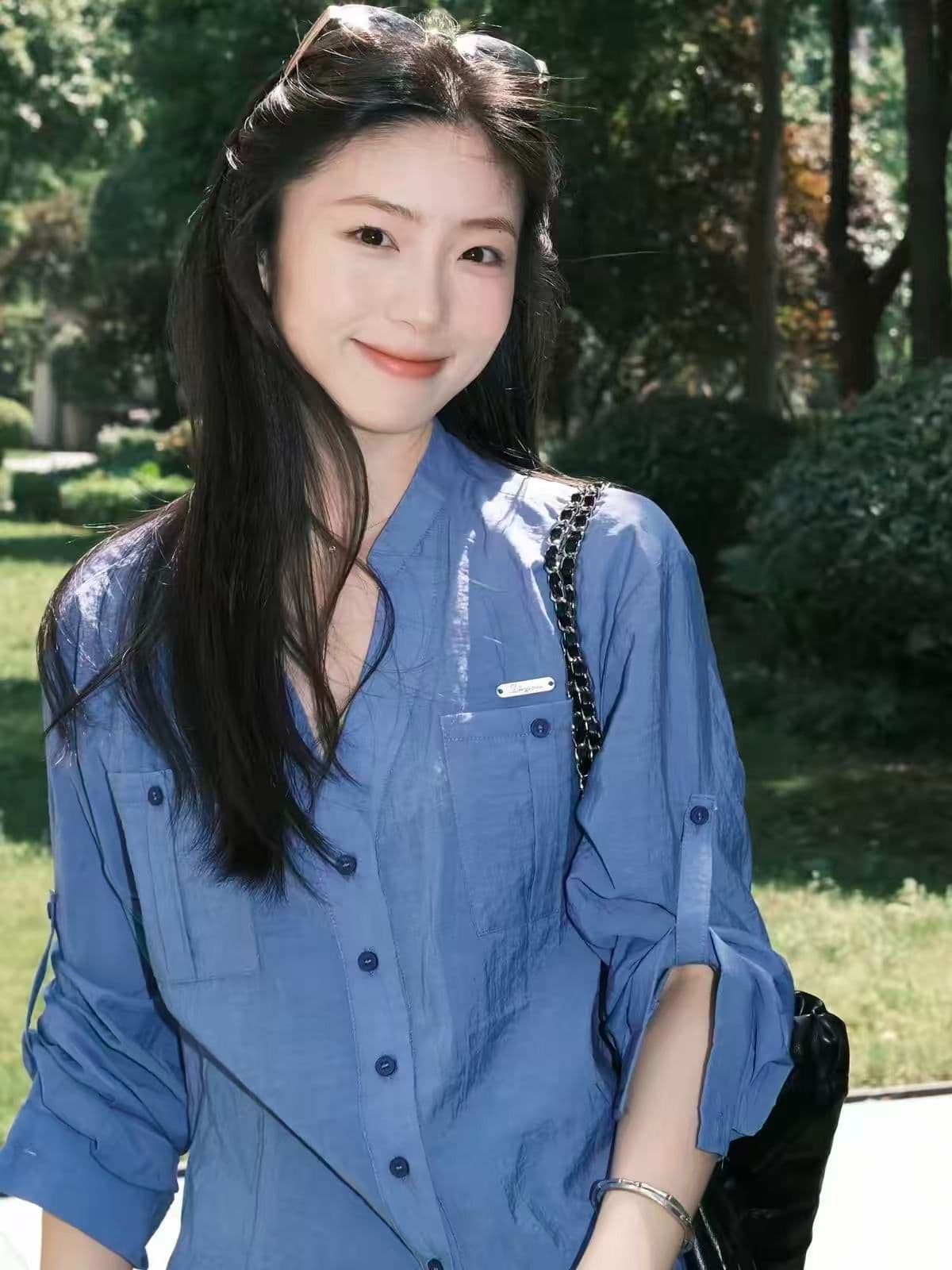 톰 글 래 원인 블루 셔츠 여성 긴 소매 2026 봄 여름 새로운 루즈핏 슬림해 보이는 자외선 차단 셔츠 재킷 이미지 3