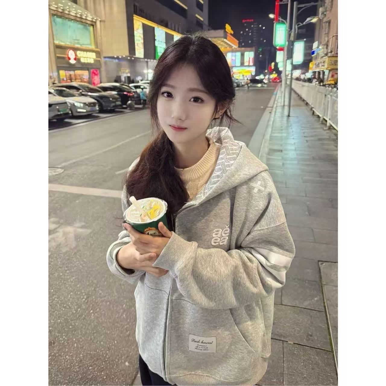 2026 새로운 무거운 자수 오픈 가디건 후드 티 스웨터 재킷 남녀 봄 가을 조수 브랜드 맨위 상세 이미지 3
