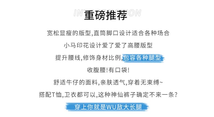 작은 키 레트로 느긋한 2026 봄 여름 말의 해 제한적 스트레이트 작은 말 프린트 루즈핏 스트레이트 청바지 여성 상세 이미지 2