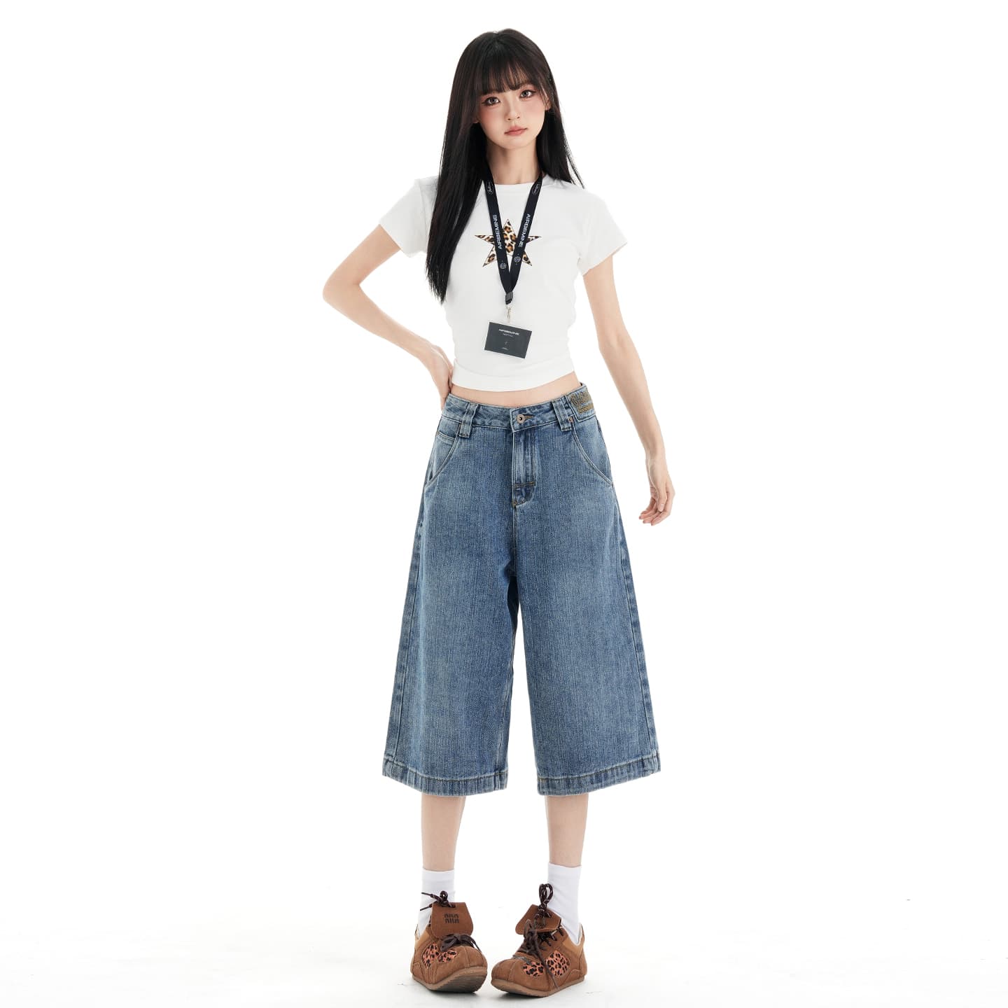 아메리칸 대나무 마디 파리 버클 7부 바지 청바지 여성 2026 여름 새로운 워싱 마 오래된 디자인 센스 바지 이미지 3