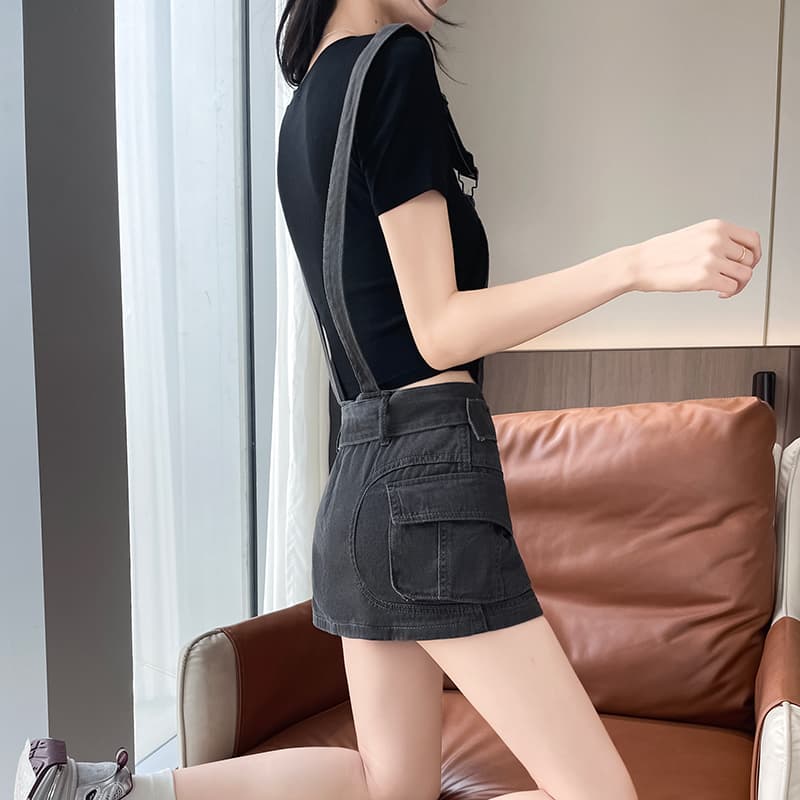 아메리칸 레트로 핫걸 데님 멜빵 스커트 여성 하이웨이스트 여름 얇은 스타일 외국 가스 드레스 몸매 가꾸기 슬림해 보이는 작은 키 이미지 5