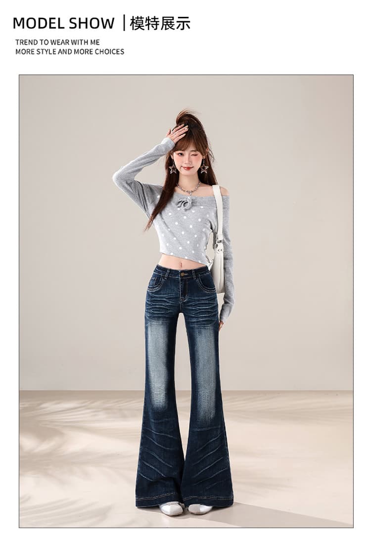 무거운 작업 워싱 곡물 로우 웨이스트 핫걸 부츠컷 바지 청바지 여성 2026 년 가을 새로운 다용도 슬림해 보이는 호스 슈 바지 상세 이미지 8