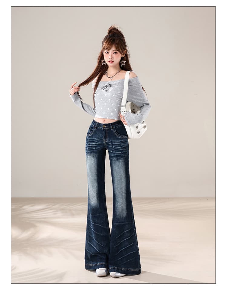 무거운 작업 워싱 곡물 로우 웨이스트 핫걸 부츠컷 바지 청바지 여성 2026 년 가을 새로운 다용도 슬림해 보이는 호스 슈 바지 상세 이미지 9