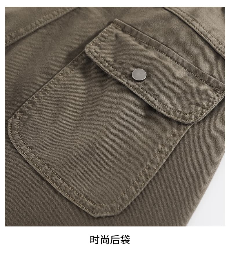 아메리칸 빅 포켓 워크웨어 모통이 칼 바지 여성 봄 가을 새로운 하이웨이스트 루즈핏 스트레이트 레트로 캐주얼 넓은 다리 바나나 바지 상세 이미지 22