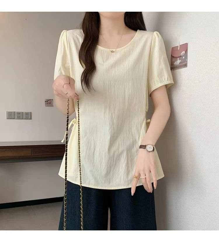지방 mm 빅 사이즈 여성 의류 한국 스타일 디자인 센스 거품 소매 허리 수축 작은 셔츠 2026 여름 작은 대중 Chic 외국 가스 맨위 상세 이미지 10