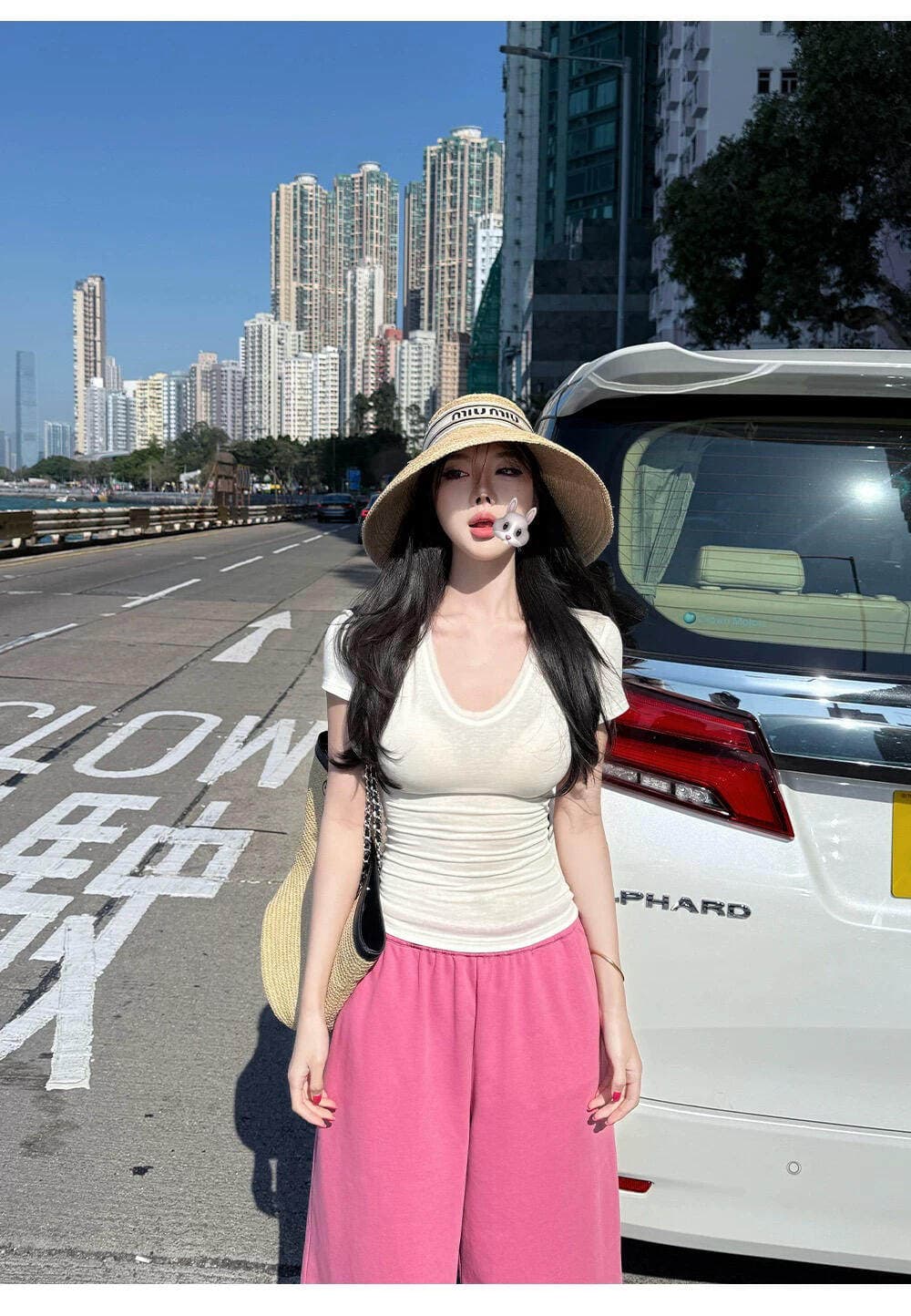26 여름 새로운 패션 미니멀리즘 단색 티셔츠 코디 캐주얼 와이드 레그 팬츠 투피스 세트 세트 여성 트렌디 상세 이미지 1