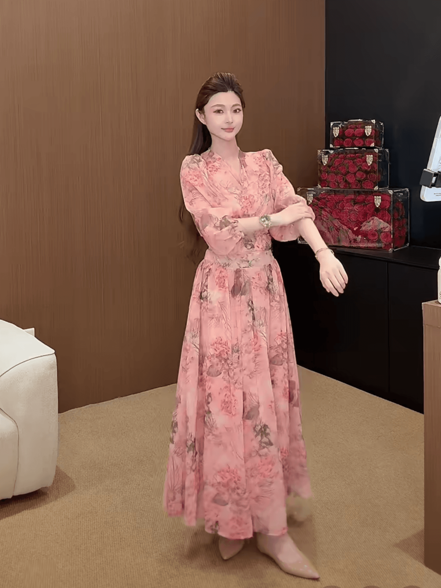 프랑스식 품격 휴가 바람 몸매 가꾸기 슬림해 보이는 쇼트 스타일 V넥 스트랩 쉬폰 톱 하이웨이스트 낭만주의 반신 치마 세트 상세 이미지 7