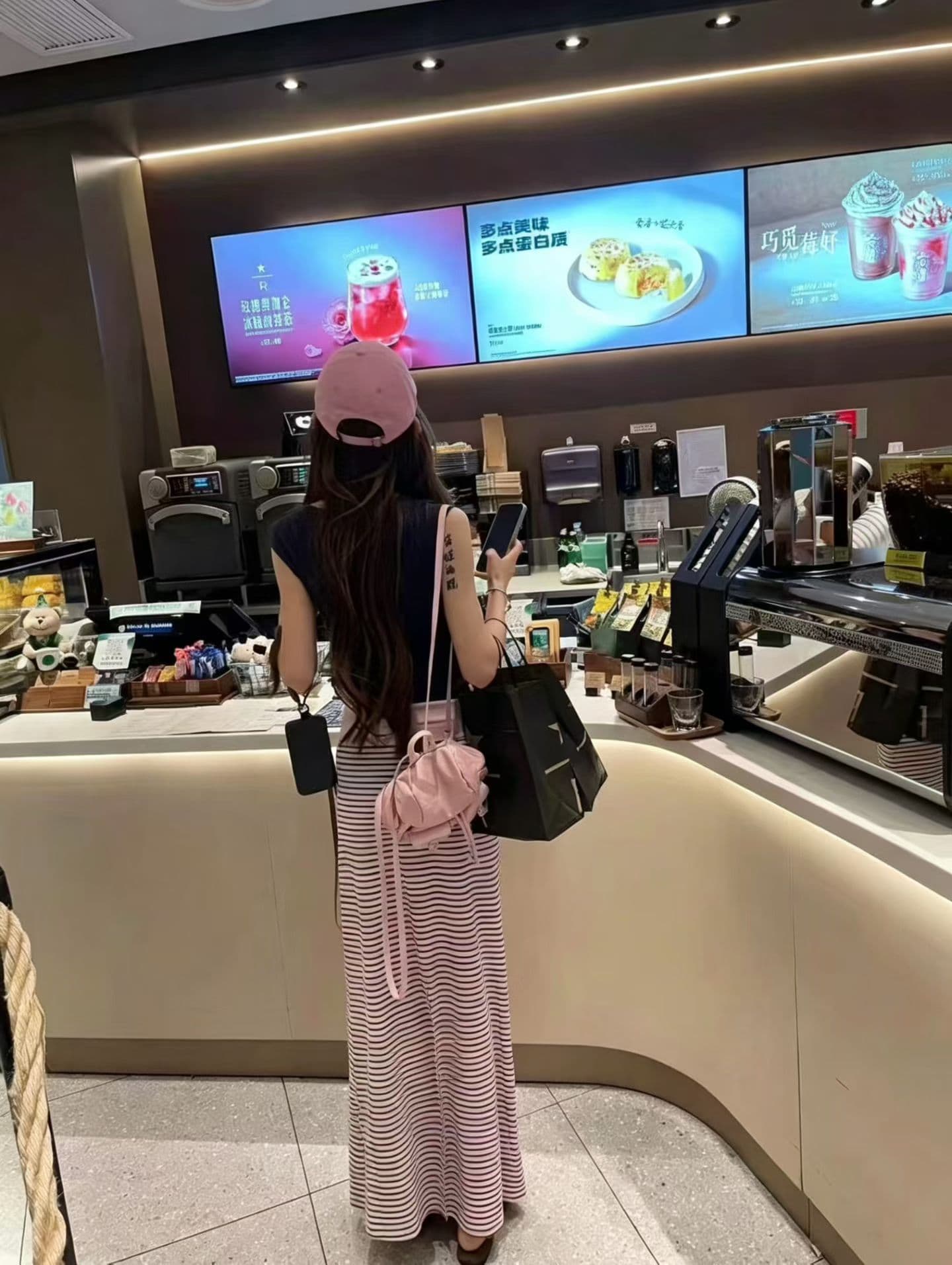 한국 스타일 여름 분기 별 칼라 슬림해 보이는 검정색 맨위 코디 디자인 센스 순수한 욕망 스트라이프 치마 반신 치마 세트 상세 이미지 4