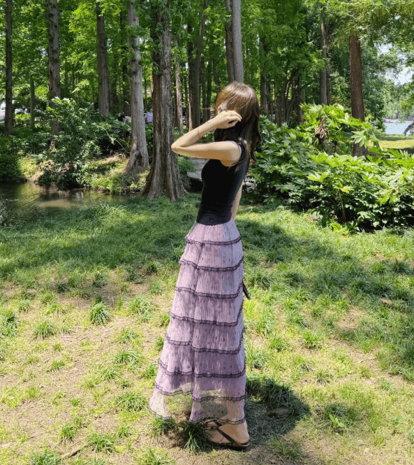섬 해변가 여행 휴가 바람 착용 가져 가라. 자이언트 잘 생긴 보라색 치마 2026 새로운 초여름 고유 한 아름다운 세트 상세 이미지 1