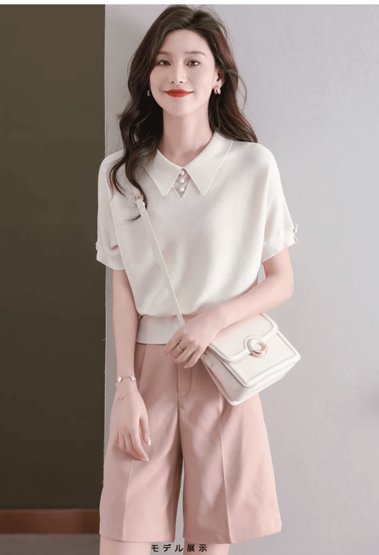 얼음 실크 POLO 칼라 반팔 티셔츠 여성 2026 여름 새로운 프랑스식 루즈핏 박쥐 베이비 칼라 니트 스웨터 맨위 상세 이미지 15