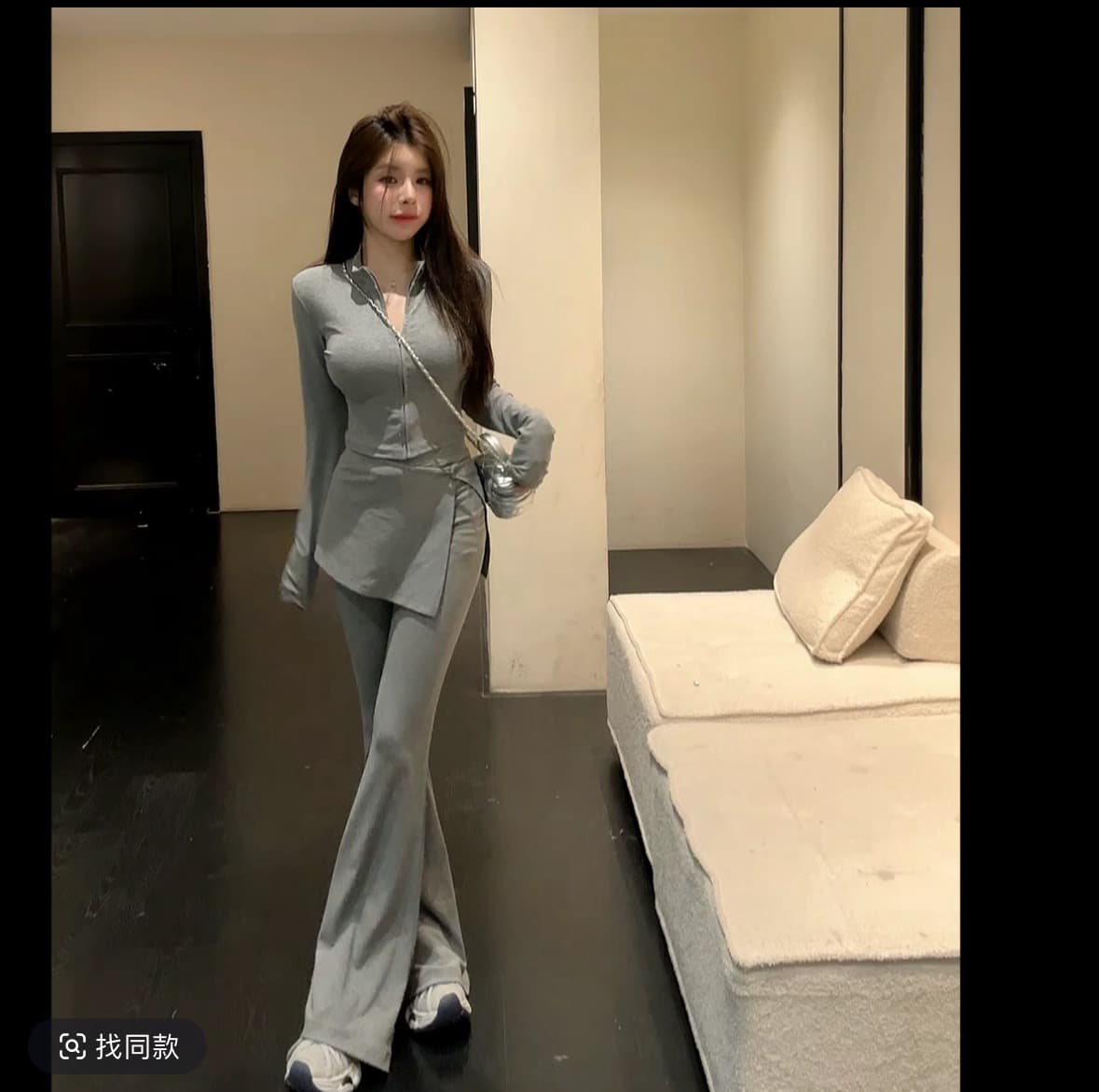 huihui 한 부서 캐주얼 바람 랩스커트팬츠 맨위 코디 부츠컷 바지 패션 세트 벨트 어깨 패드