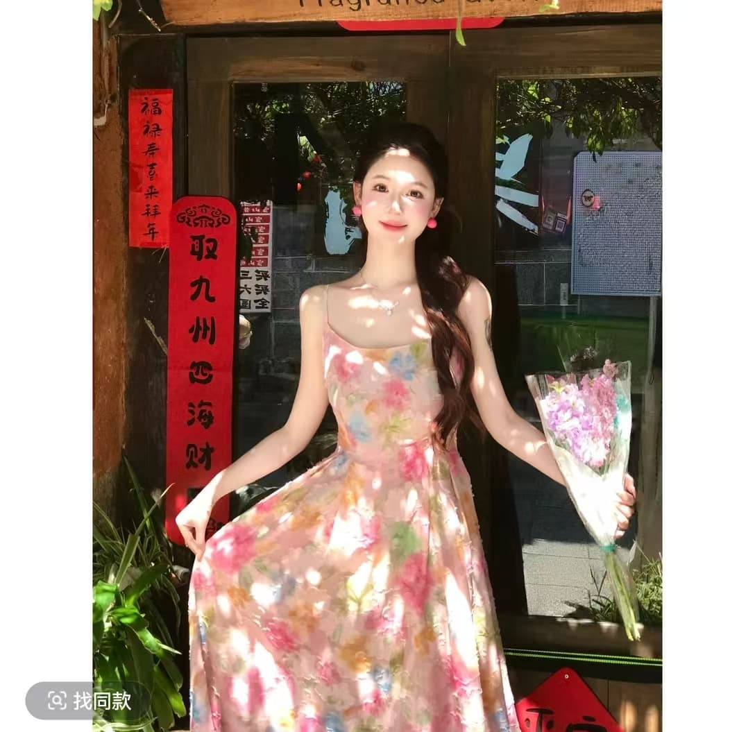 lili 리 리 가족 사랑 여름 휴가 바람 프랑스식 색상 슬립 드레스 오픈 가디건 세트 상세 이미지 4