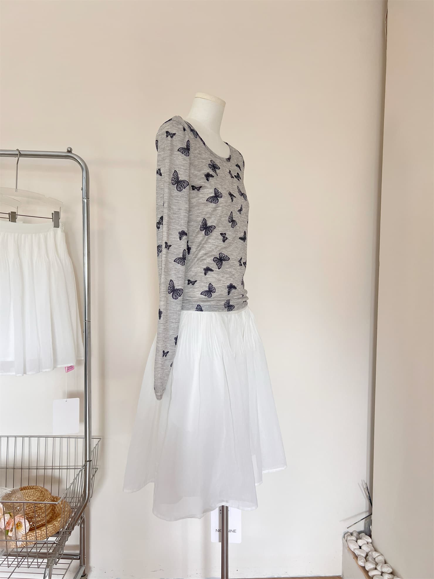 puki 클래식 무거운 작업 발레 퍼프 우산 치마 단어 Pleat Tulle 미니멀리즘 반신 스커트 상세 이미지 15