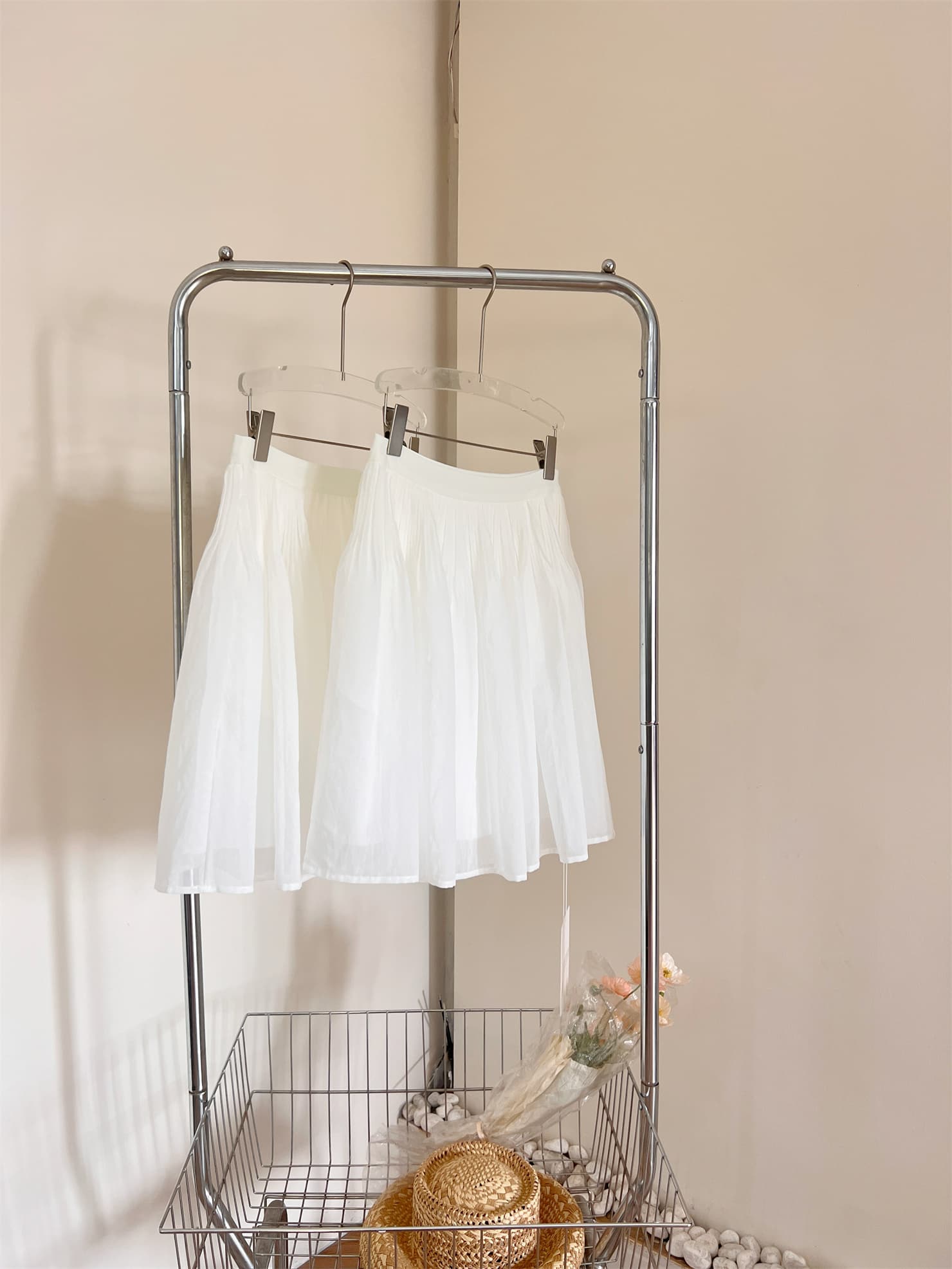 puki 클래식 무거운 작업 발레 퍼프 우산 치마 단어 Pleat Tulle 미니멀리즘 반신 스커트 상세 이미지 18
